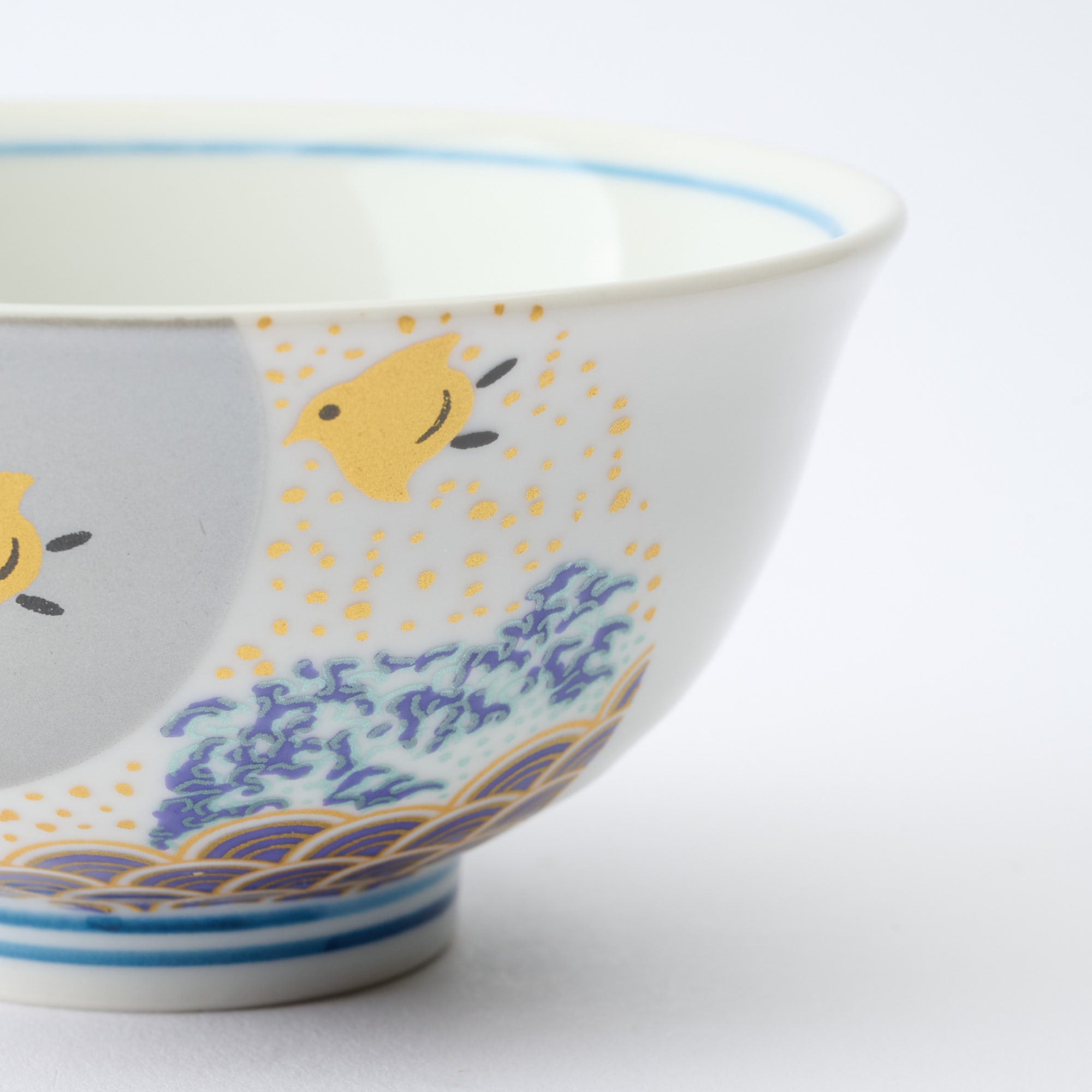 Waves and Birds Japanese Rice Bowl Pair - JAPAN KUTANI SHOP