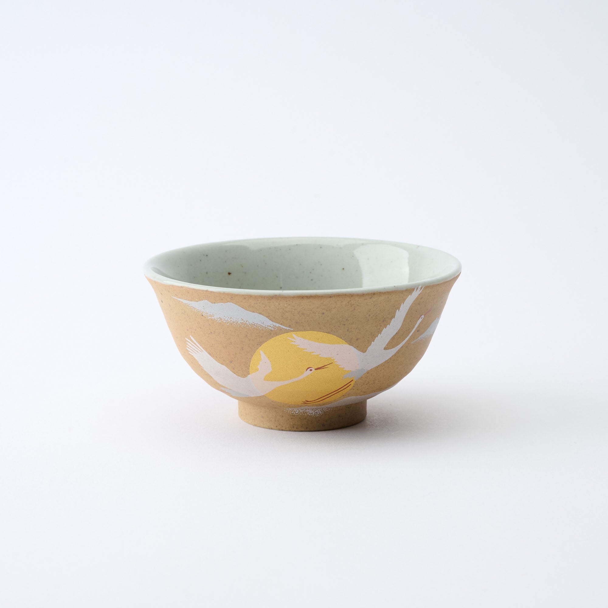 Golden and Silver Cranes Rice Bowl and Japanese Yunomi Teacup Pair Set - JAPAN KUTANI SHOP