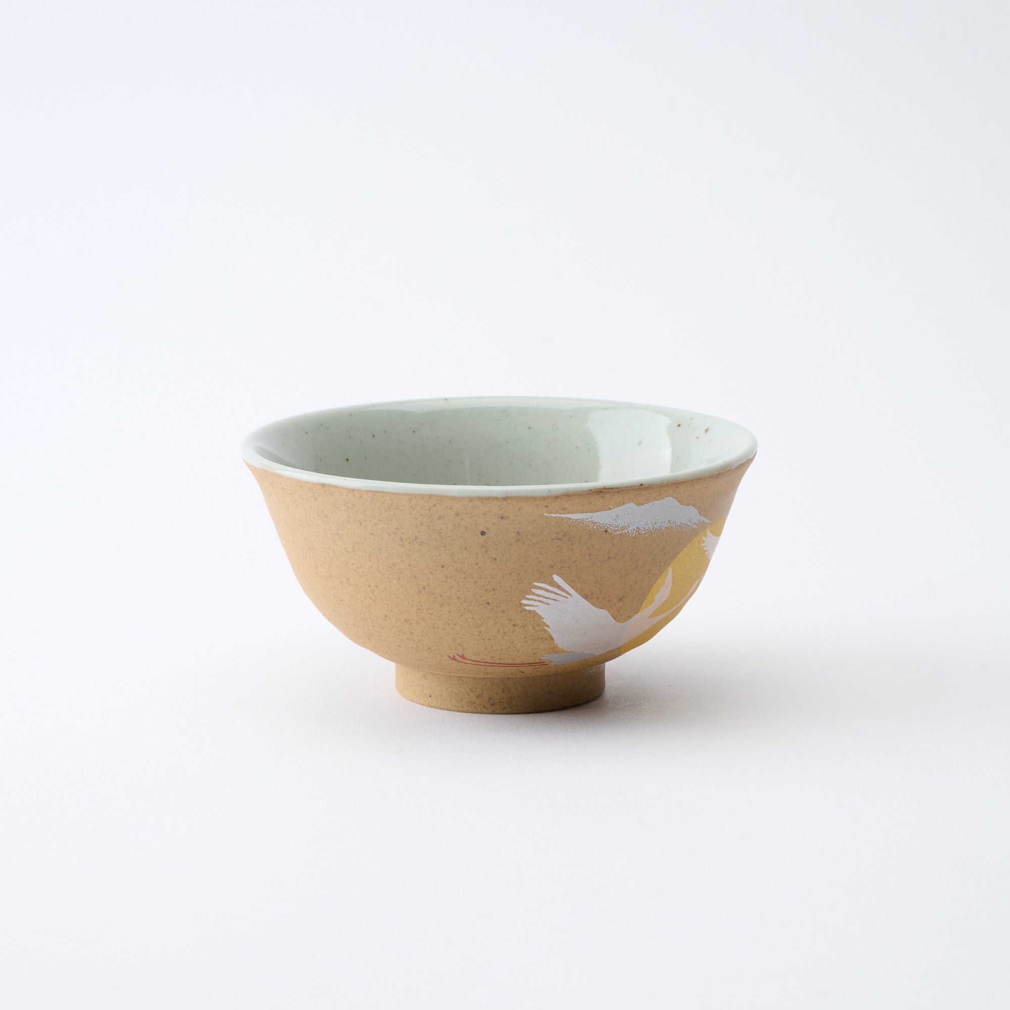 Golden and Silver Cranes Rice Bowl and Japanese Yunomi Teacup Pair Set - JAPAN KUTANI SHOP