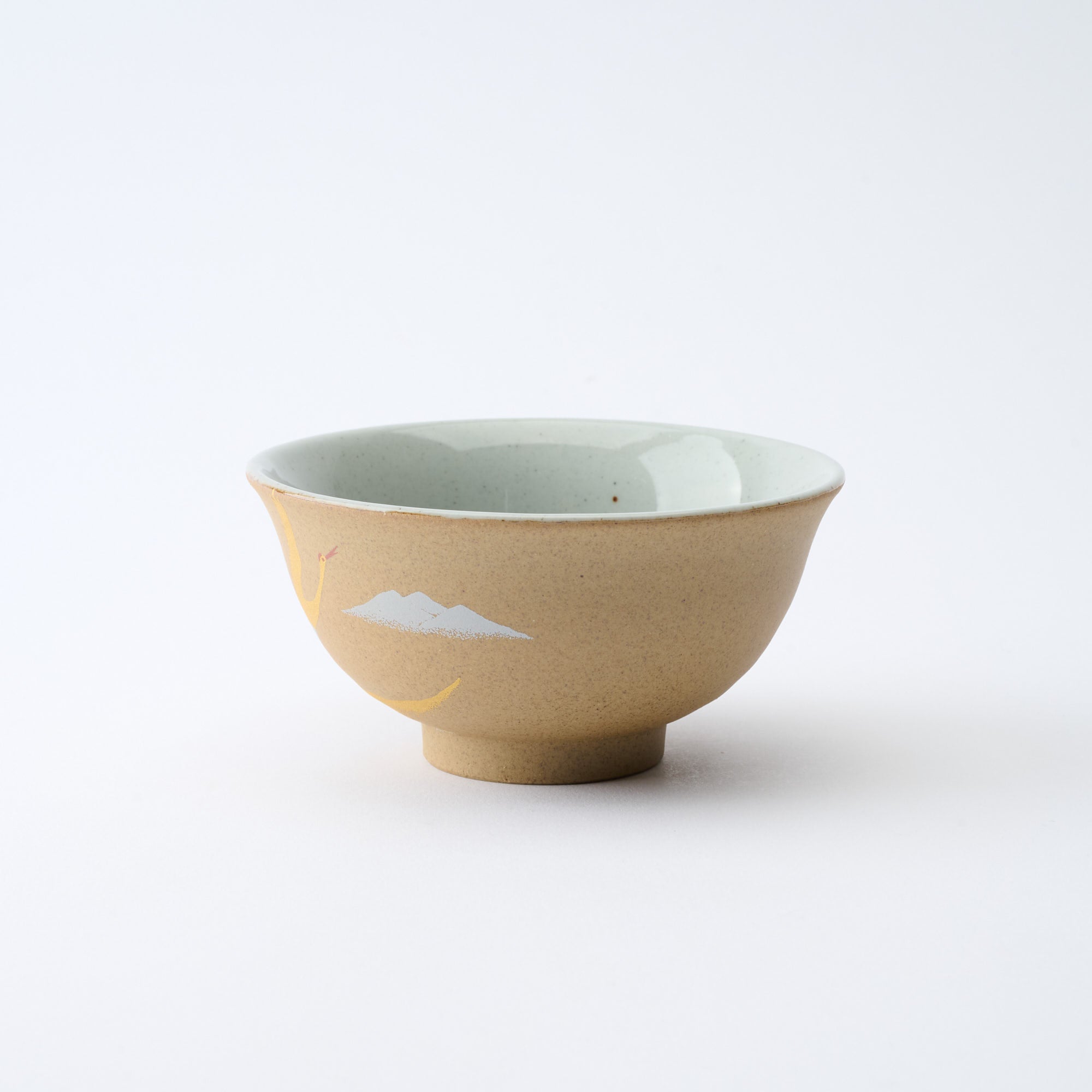 Golden and Silver Cranes Rice Bowl and Japanese Yunomi Teacup Pair Set - JAPAN KUTANI SHOP