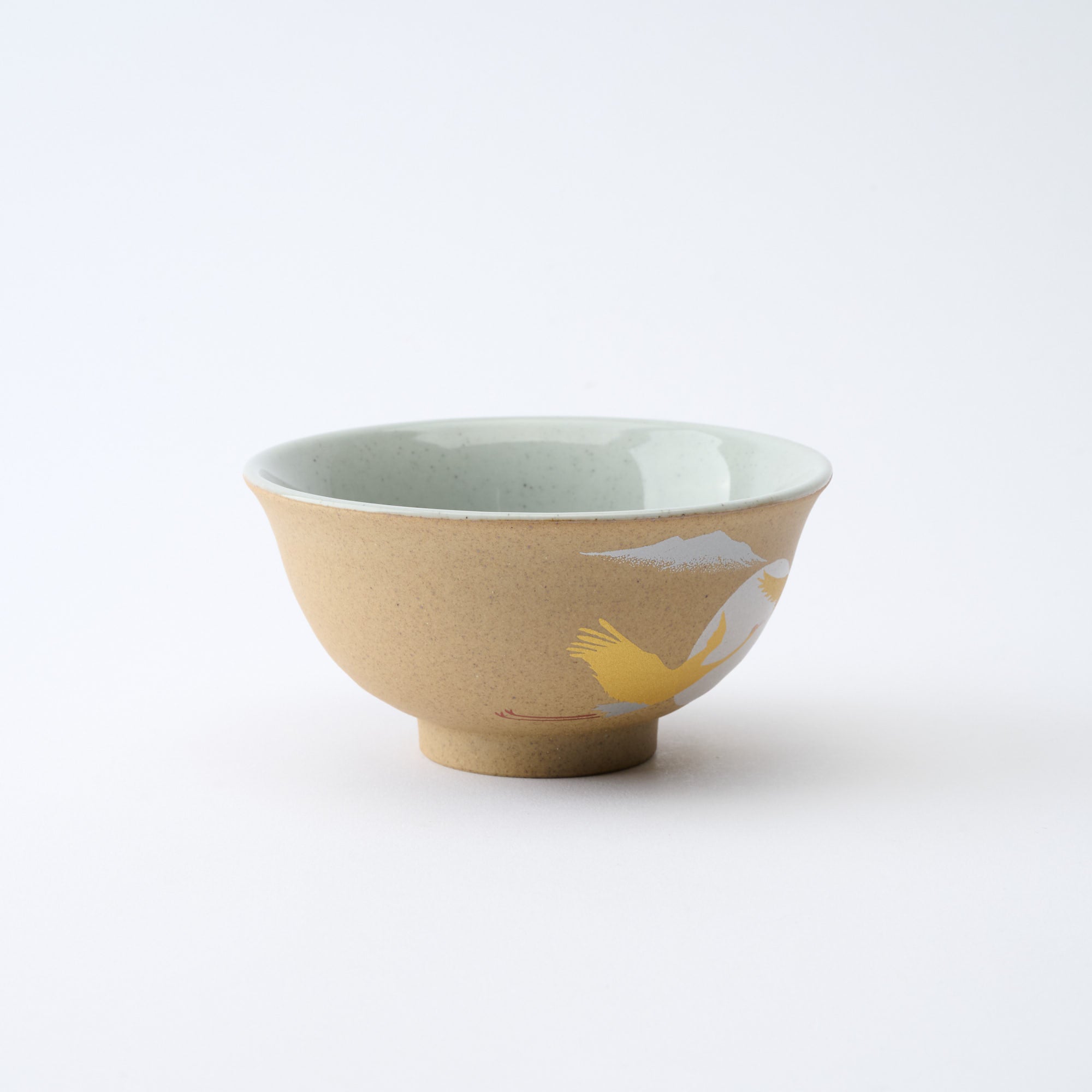 Golden and Silver Cranes Rice Bowl and Japanese Yunomi Teacup Pair Set - JAPAN KUTANI SHOP