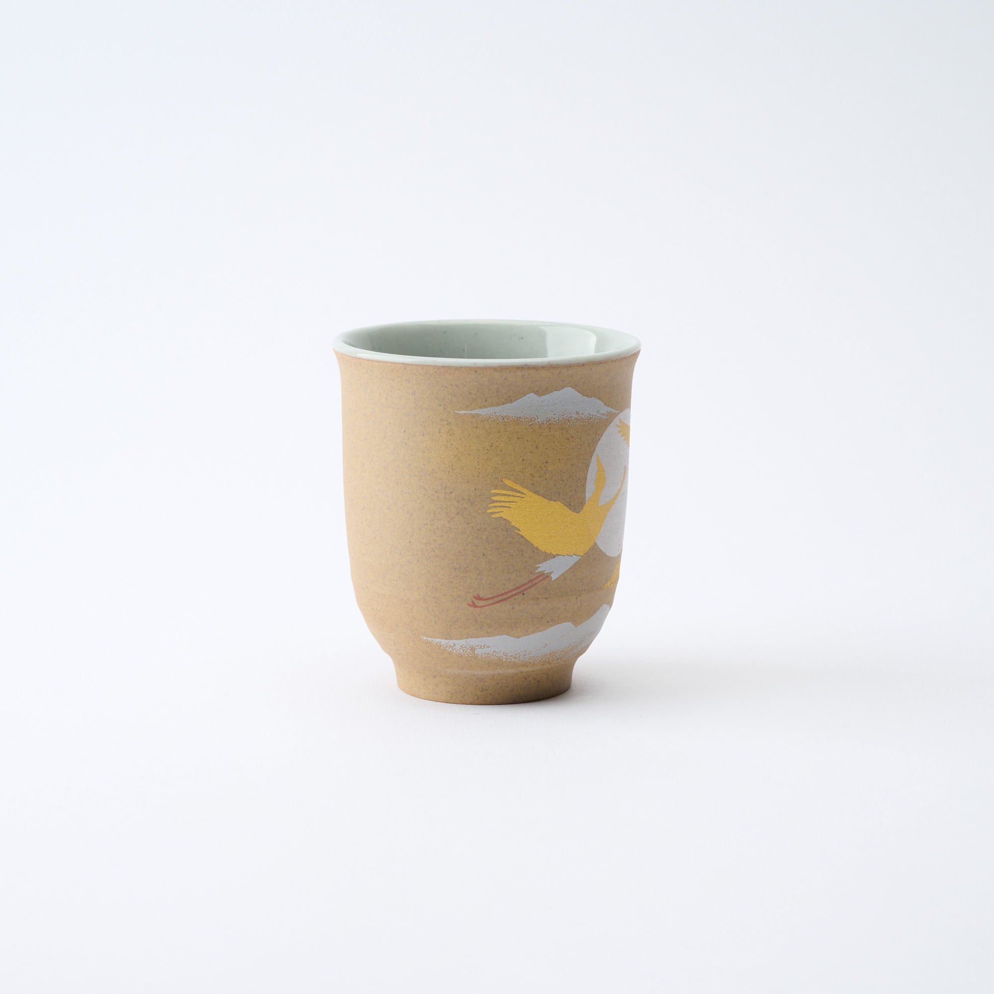 Golden and Silver Cranes Rice Bowl and Japanese Yunomi Teacup Pair Set - JAPAN KUTANI SHOP