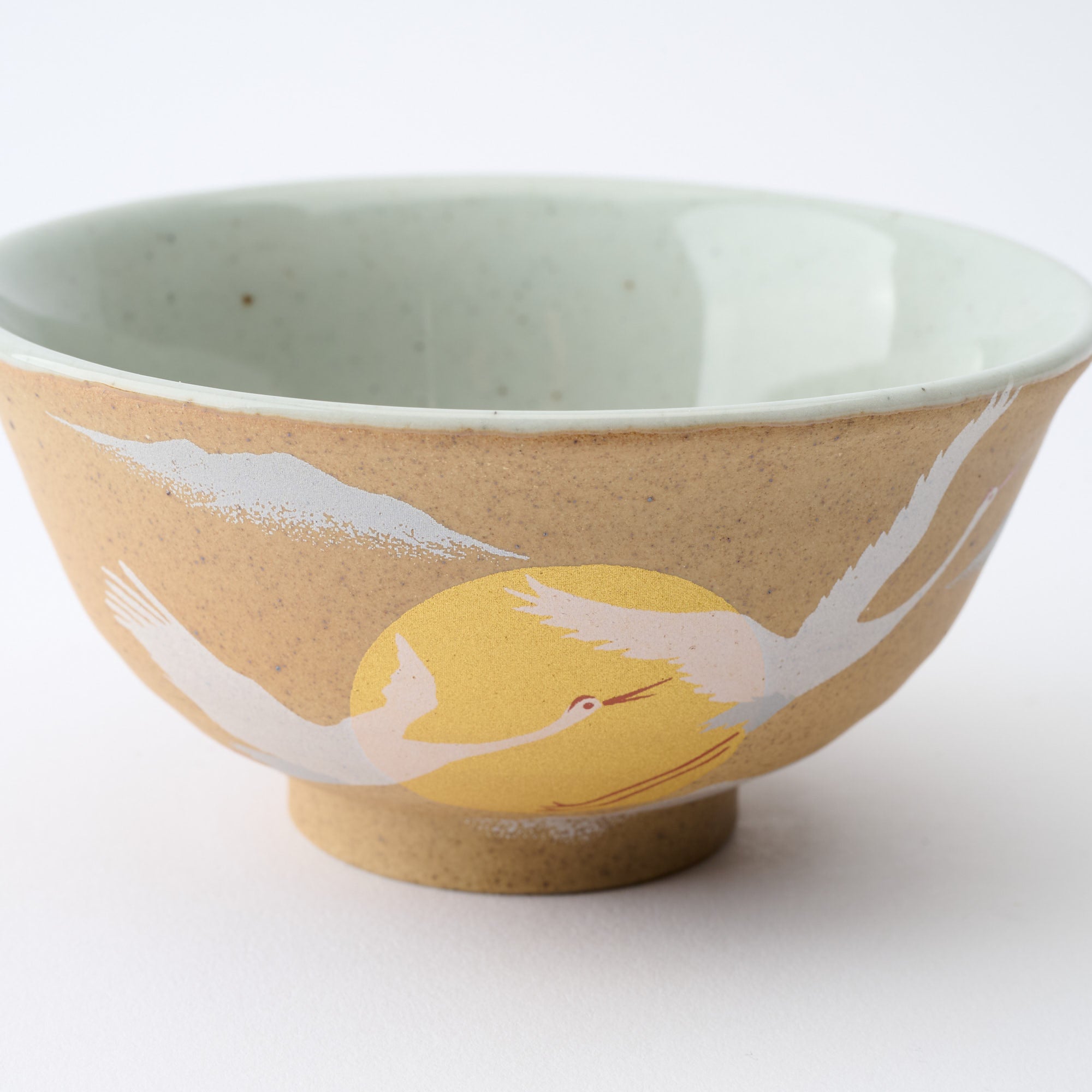 Golden and Silver Cranes Rice Bowl and Japanese Yunomi Teacup Pair Set - JAPAN KUTANI SHOP