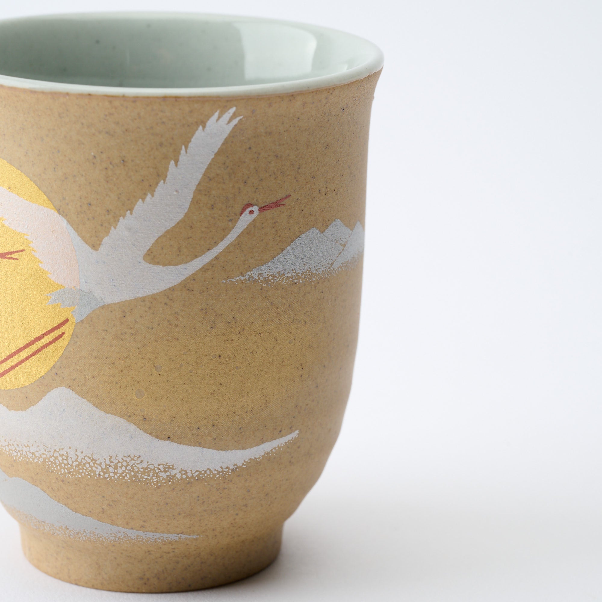 Golden and Silver Cranes Rice Bowl and Japanese Yunomi Teacup Pair Set - JAPAN KUTANI SHOP