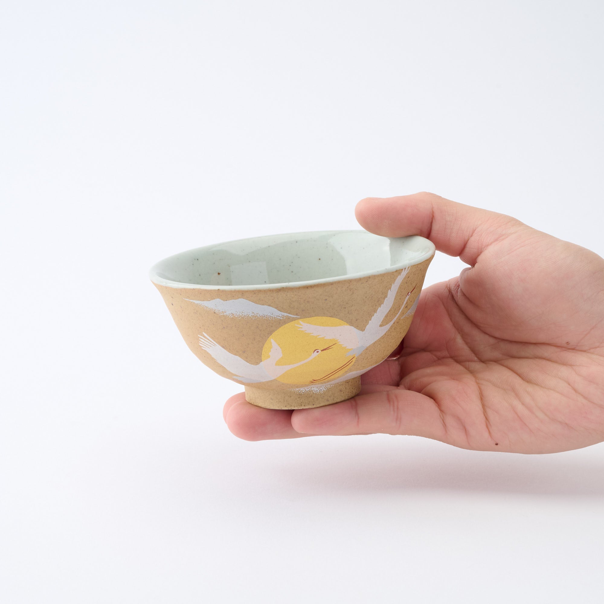 Golden and Silver Cranes Rice Bowl and Japanese Yunomi Teacup Pair Set - JAPAN KUTANI SHOP