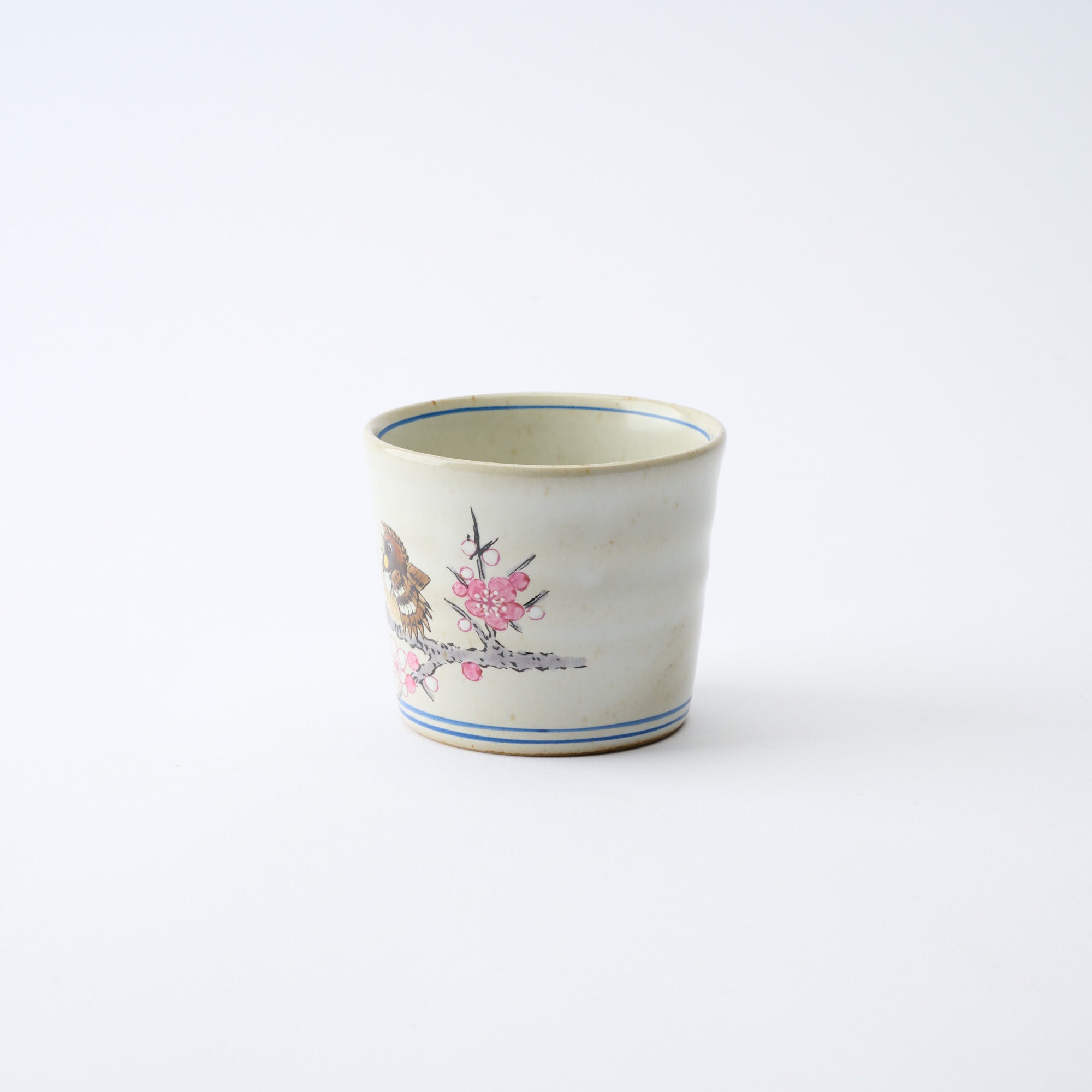 Plum Blossoms and Sparrow Soba Choko Cup - JAPAN KUTANI SHOP