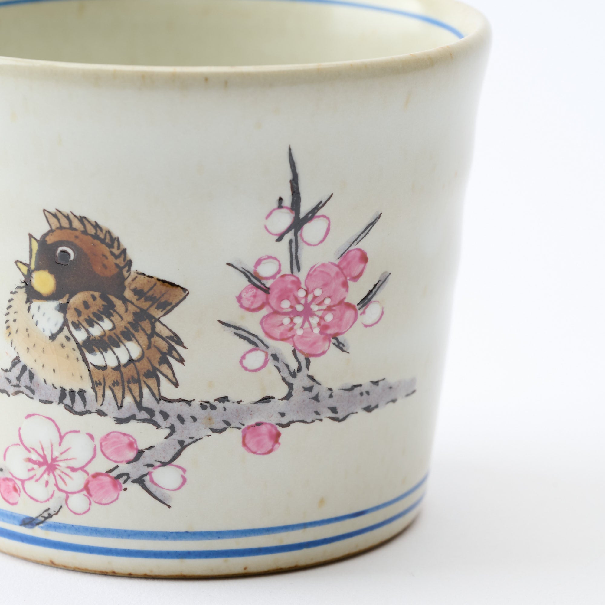 Plum Blossoms and Sparrow Soba Choko Cup - JAPAN KUTANI SHOP