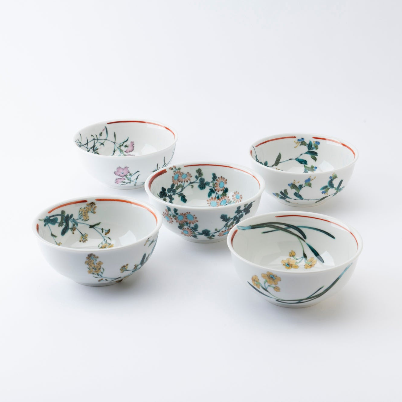 Blossoms of the Seasons Kobachi Small Bowl Set - JAPAN KUTANI SHOP