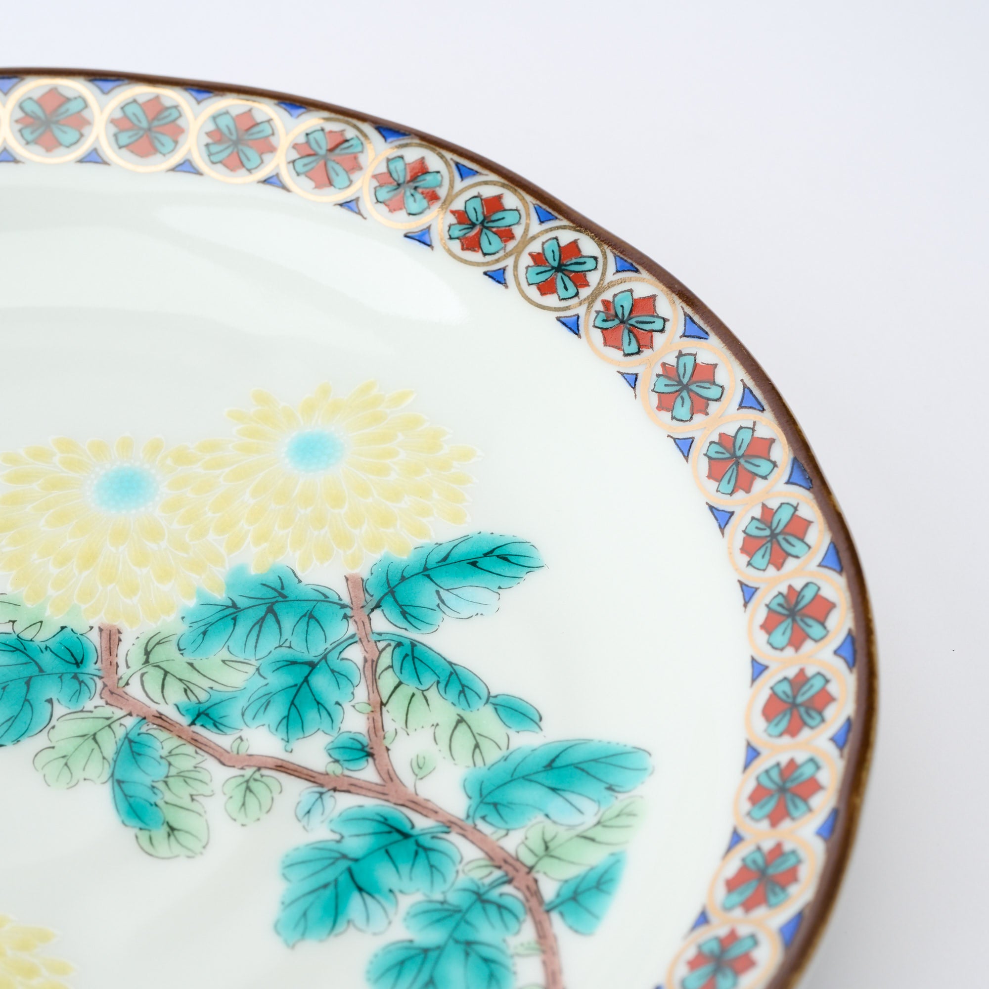 Five Flowers Patterned Rim Side Plate Set - JAPAN KUTANI SHOP