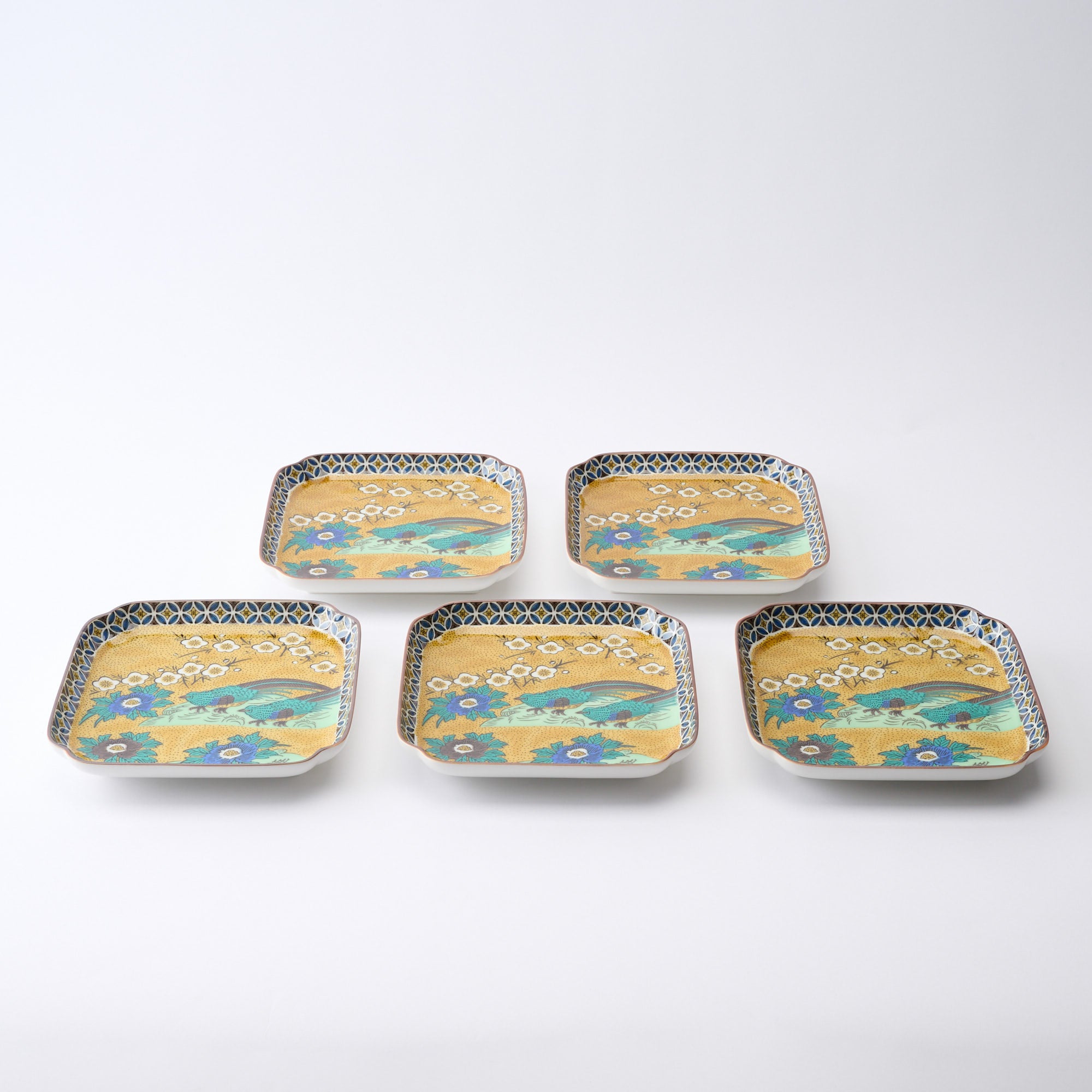 Yoshidaya Flower and Bird Side Plate Set - JAPAN KUTANI SHOP