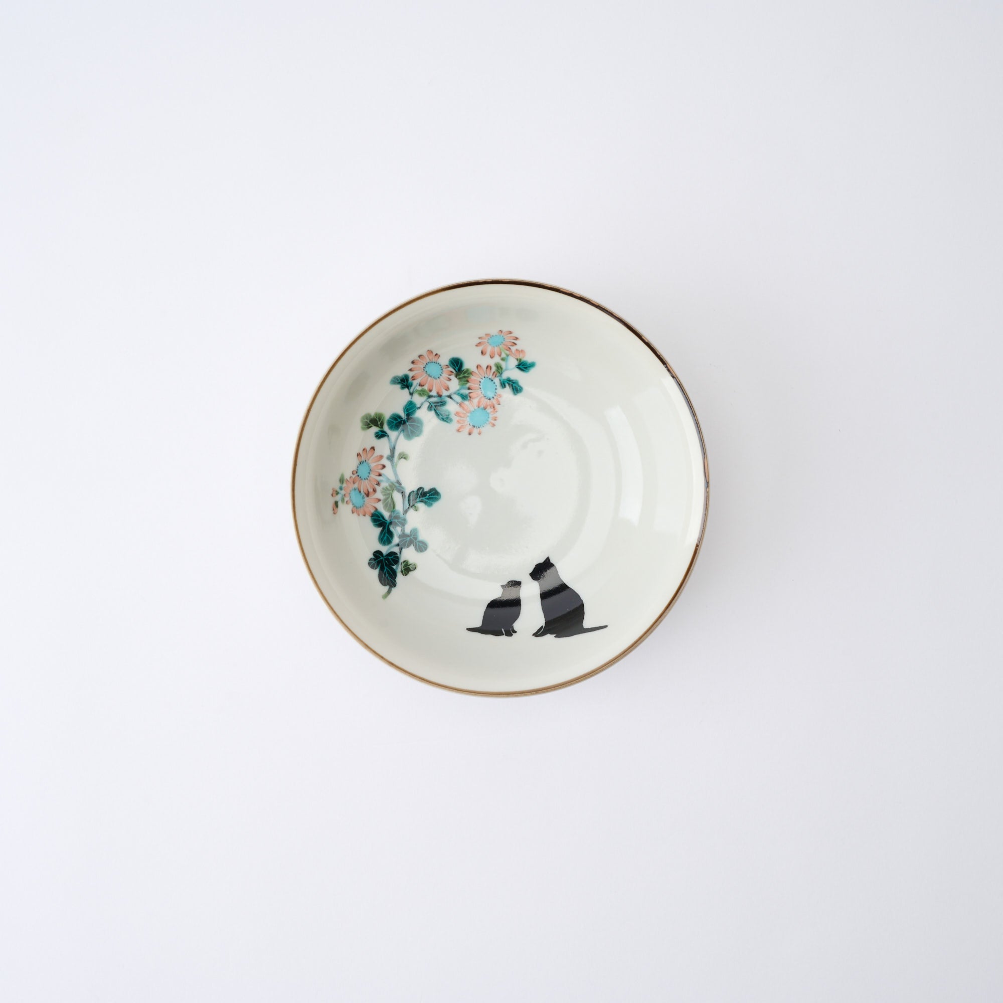 Seasonal Blossoms with Cat Medium Bowl Set - JAPAN KUTANI SHOP