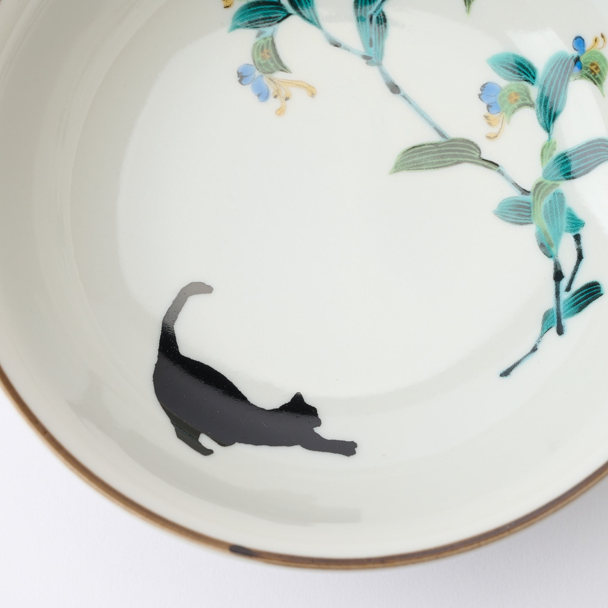 Seasonal Blossoms with Cat Medium Bowl Set - JAPAN KUTANI SHOP