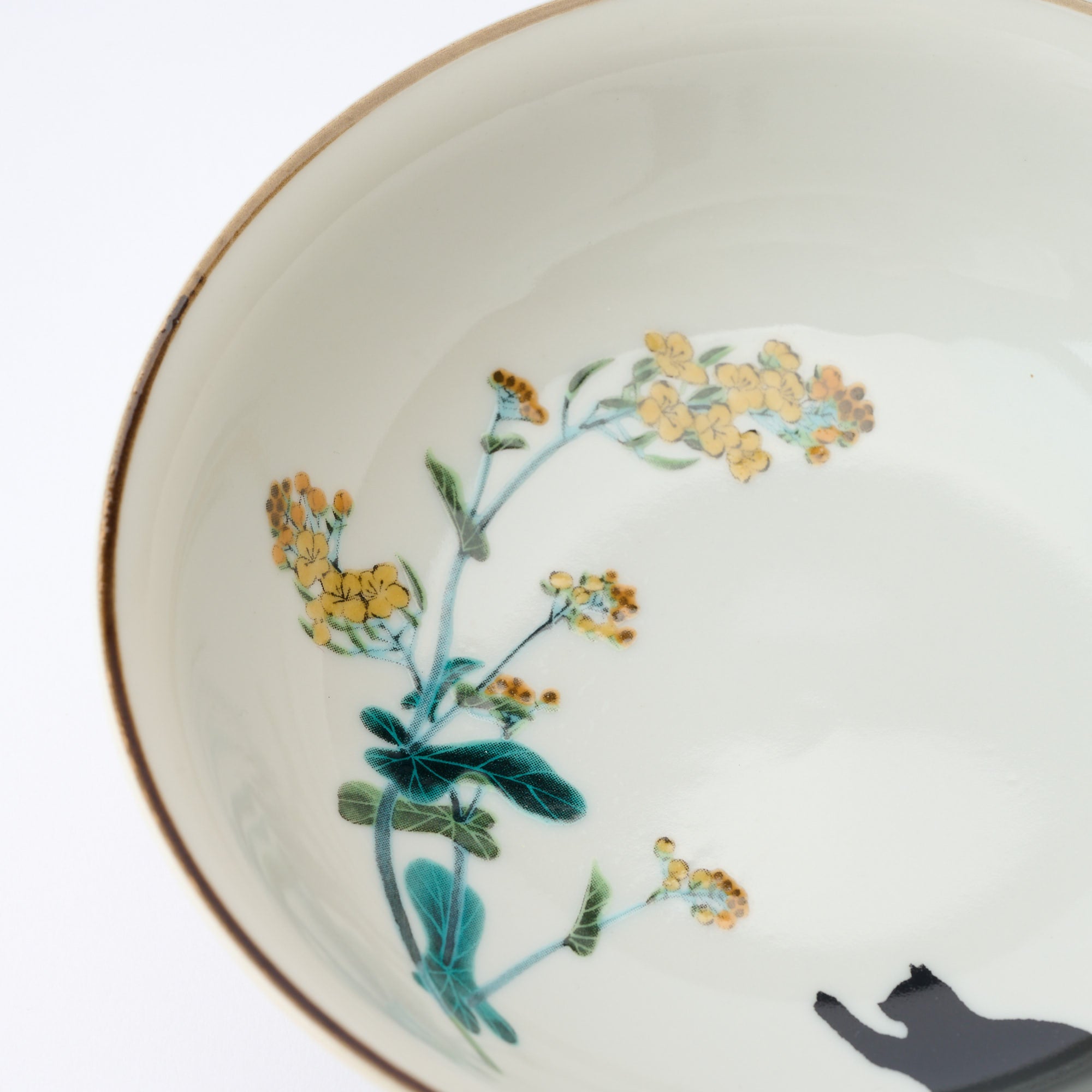 Seasonal Blossoms with Cat Medium Bowl Set - JAPAN KUTANI SHOP