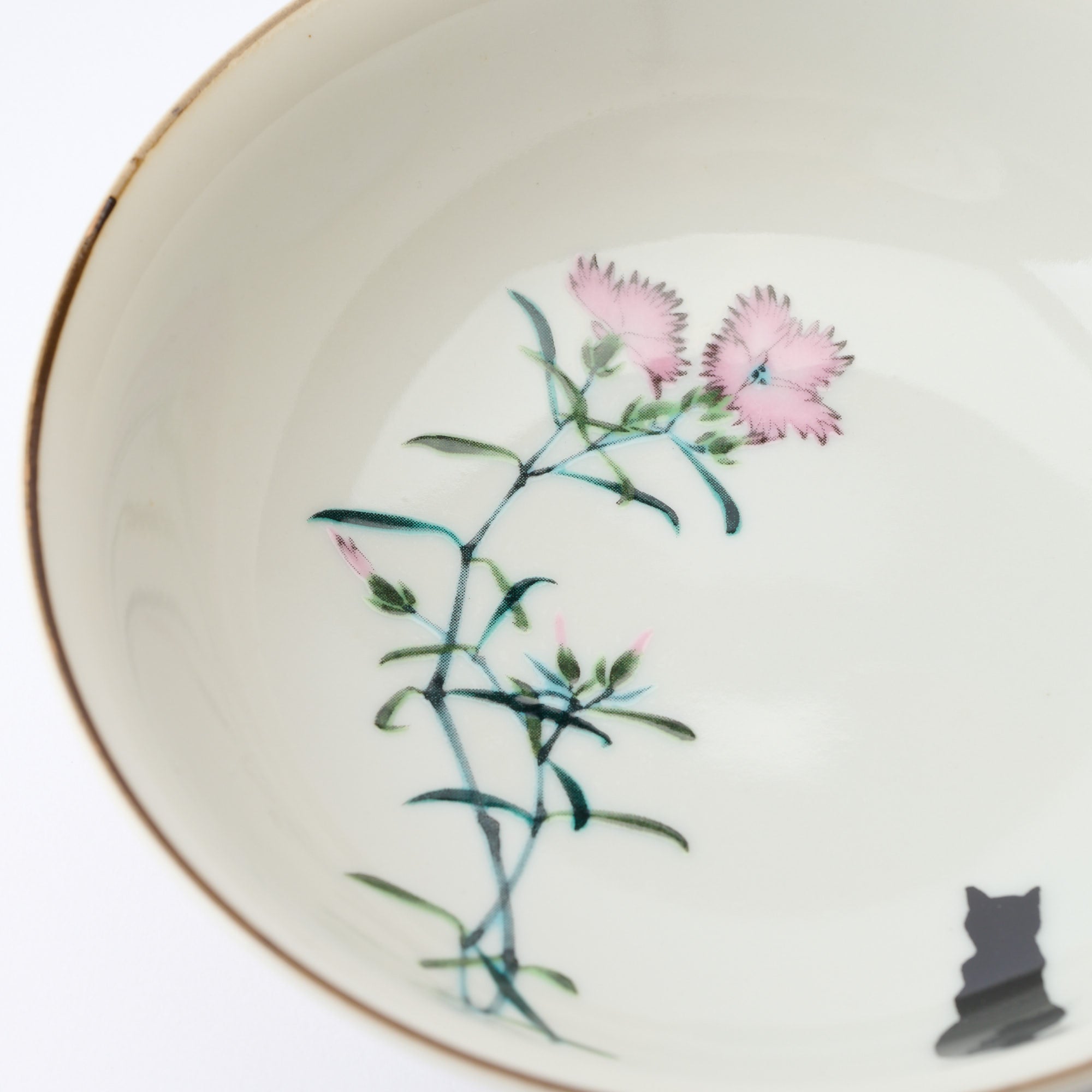 Seasonal Blossoms with Cat Medium Bowl Set - JAPAN KUTANI SHOP