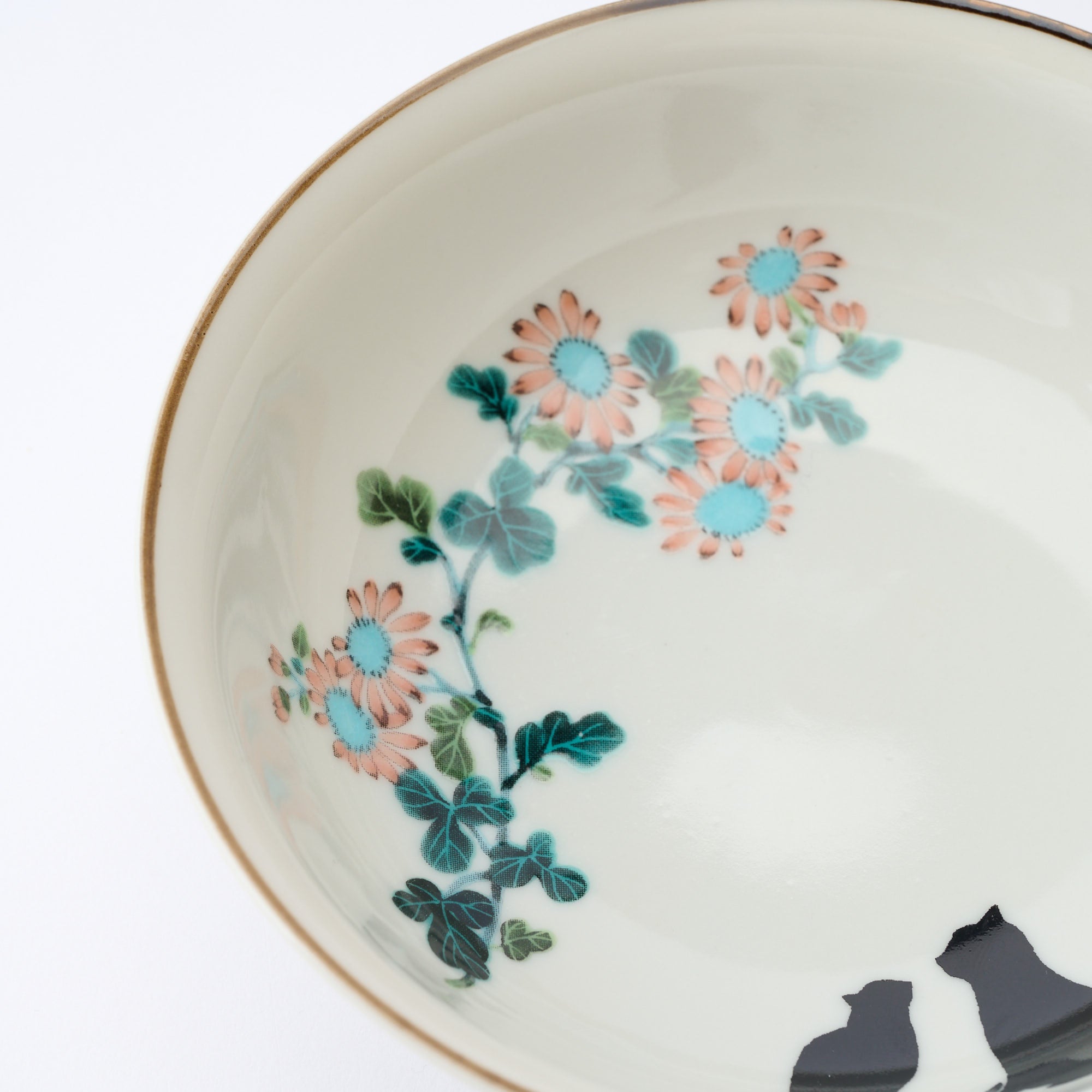 Seasonal Blossoms with Cat Medium Bowl Set - JAPAN KUTANI SHOP