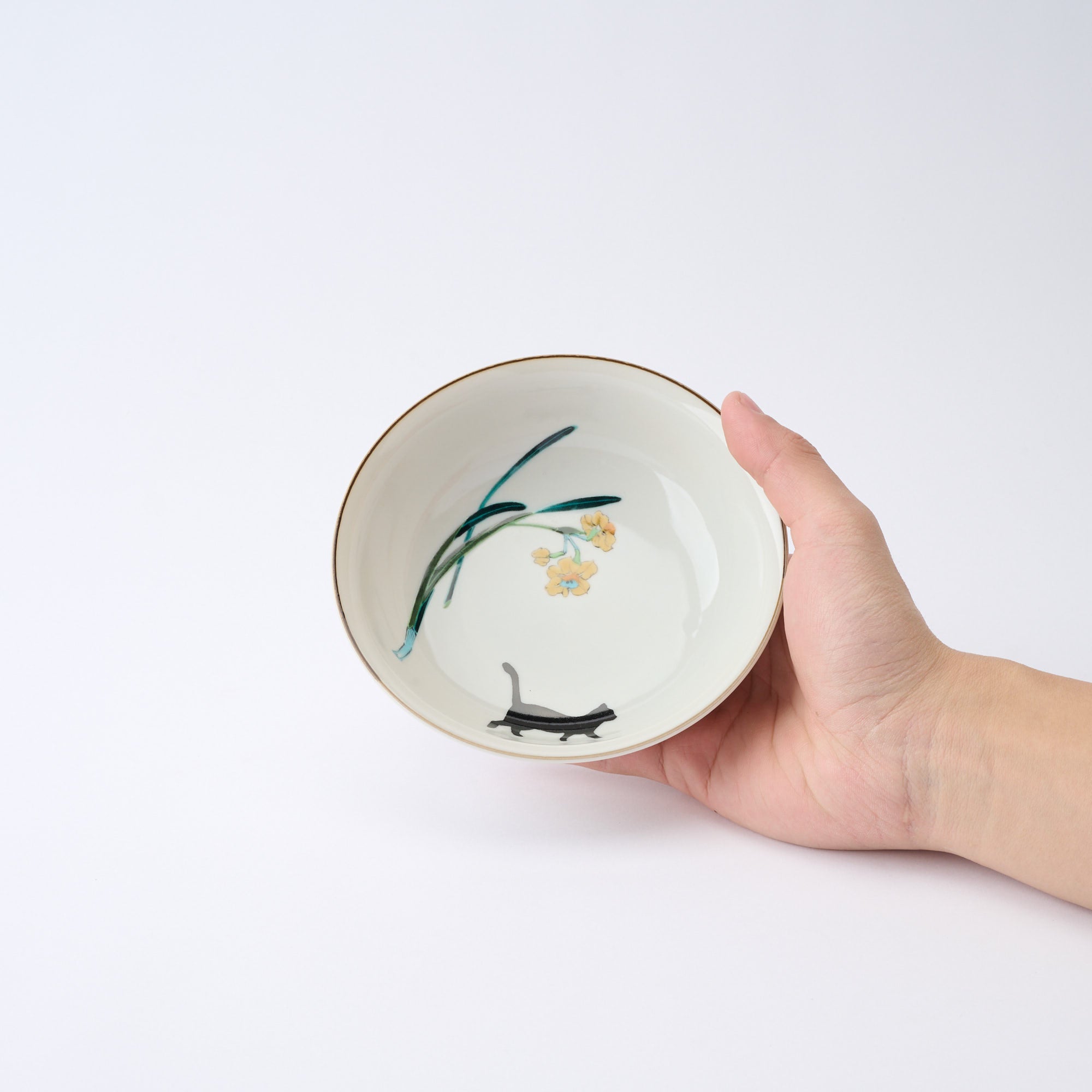 Seasonal Blossoms with Cat Medium Bowl Set - JAPAN KUTANI SHOP