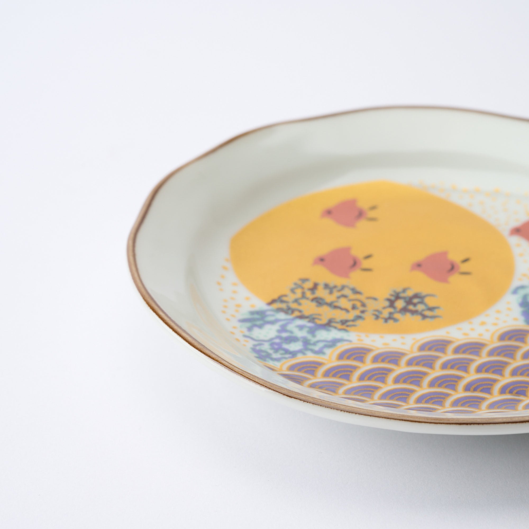 Waves and Birds Side Plate Set - JAPAN KUTANI SHOP