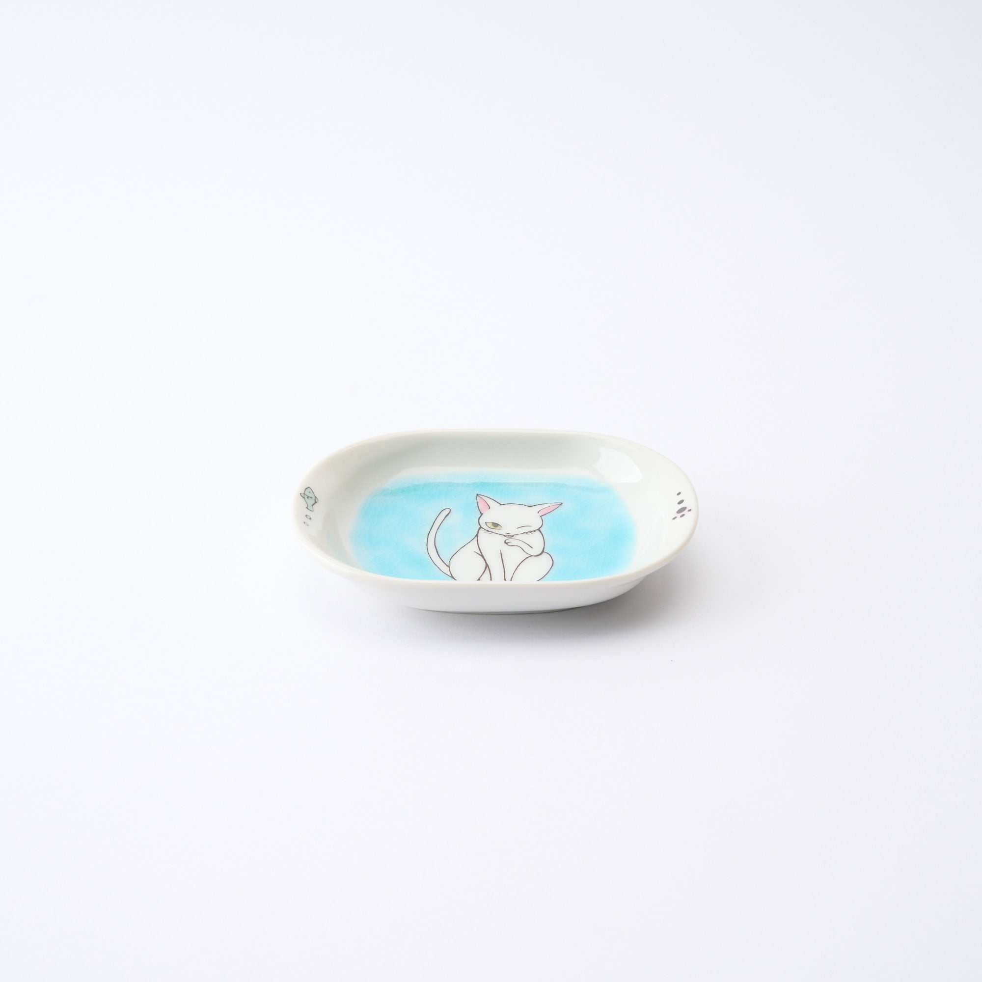 White Cat Pastel Side Plate Set - JAPAN KUTANI SHOP