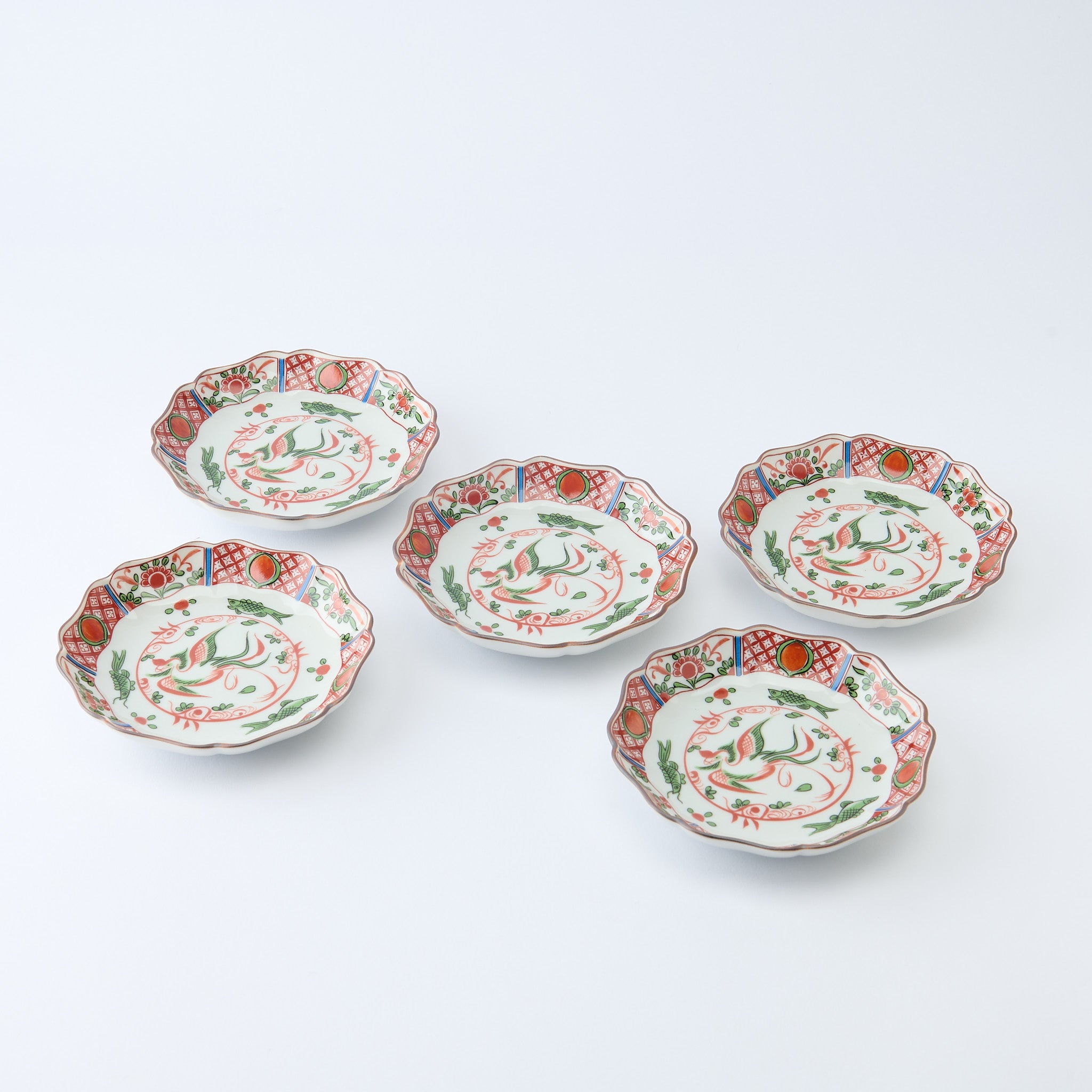 Akae Phoenix Side Plate Set　 - JAPAN KUTANI SHOP