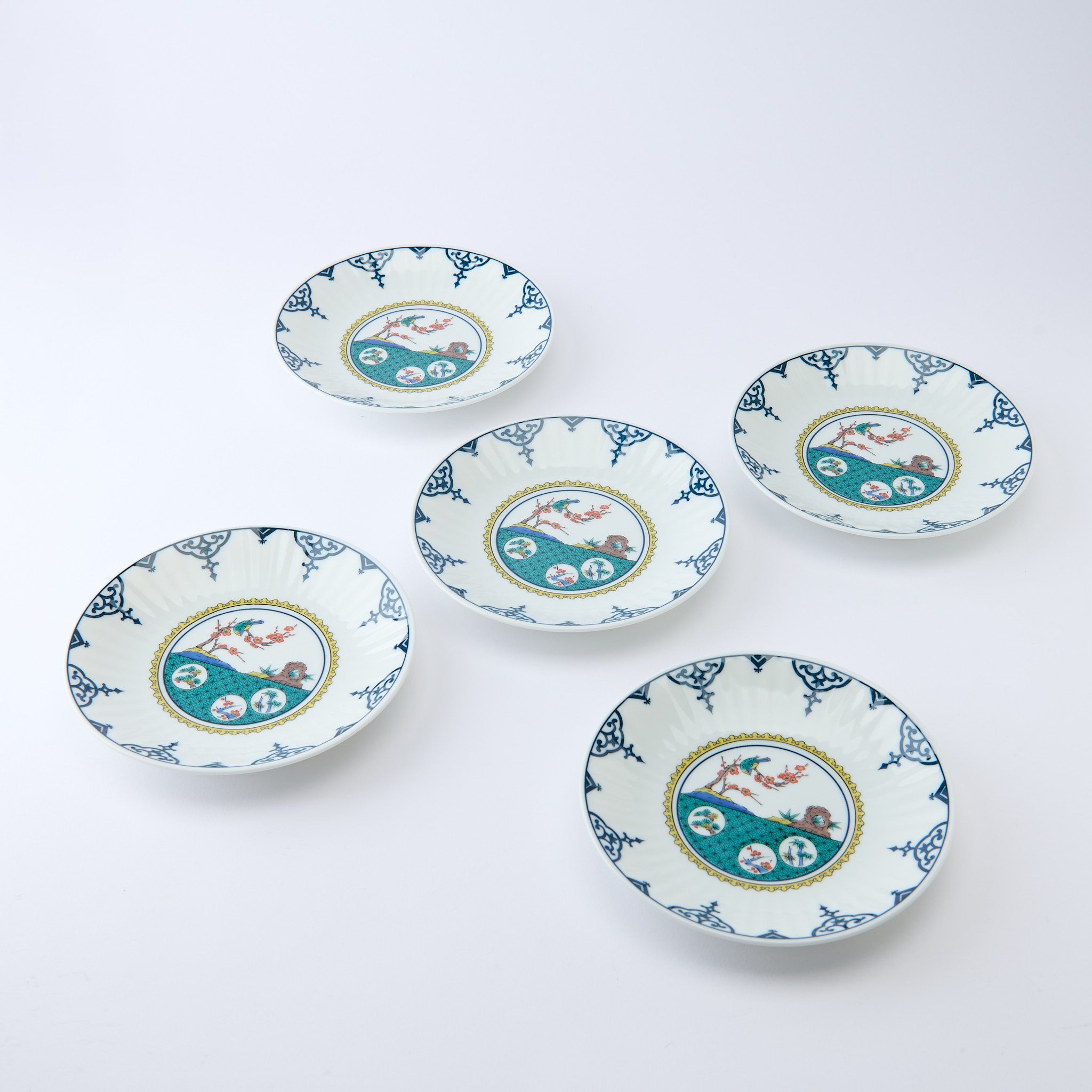 Ko-Kutani Flower and Bird Side Plate Set - JAPAN KUTANI SHOP