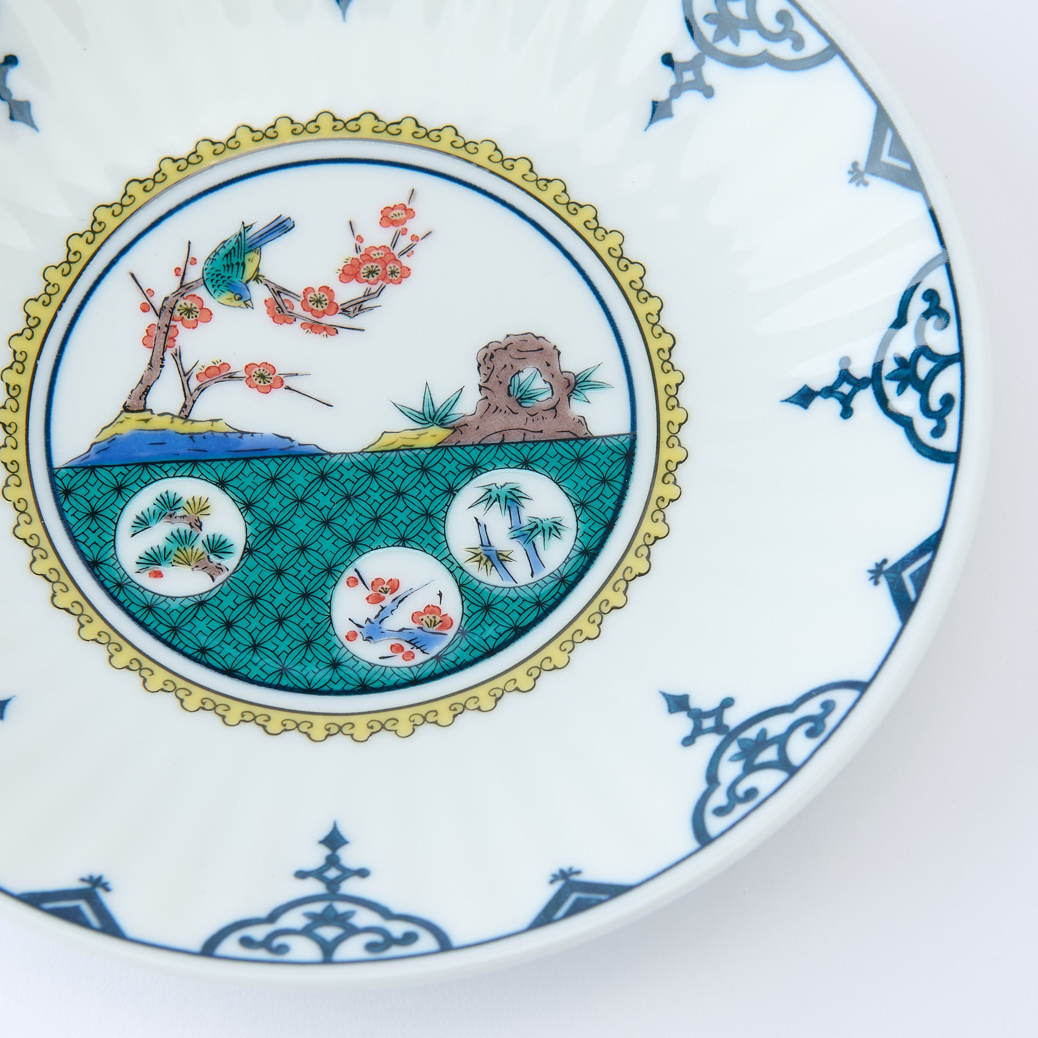 Ko-Kutani Flower and Bird Side Plate Set - JAPAN KUTANI SHOP
