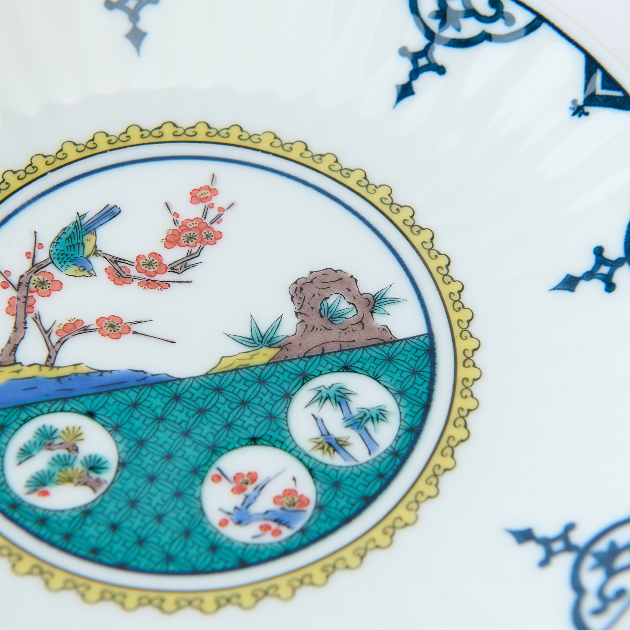 Ko-Kutani Flower and Bird Side Plate Set - JAPAN KUTANI SHOP