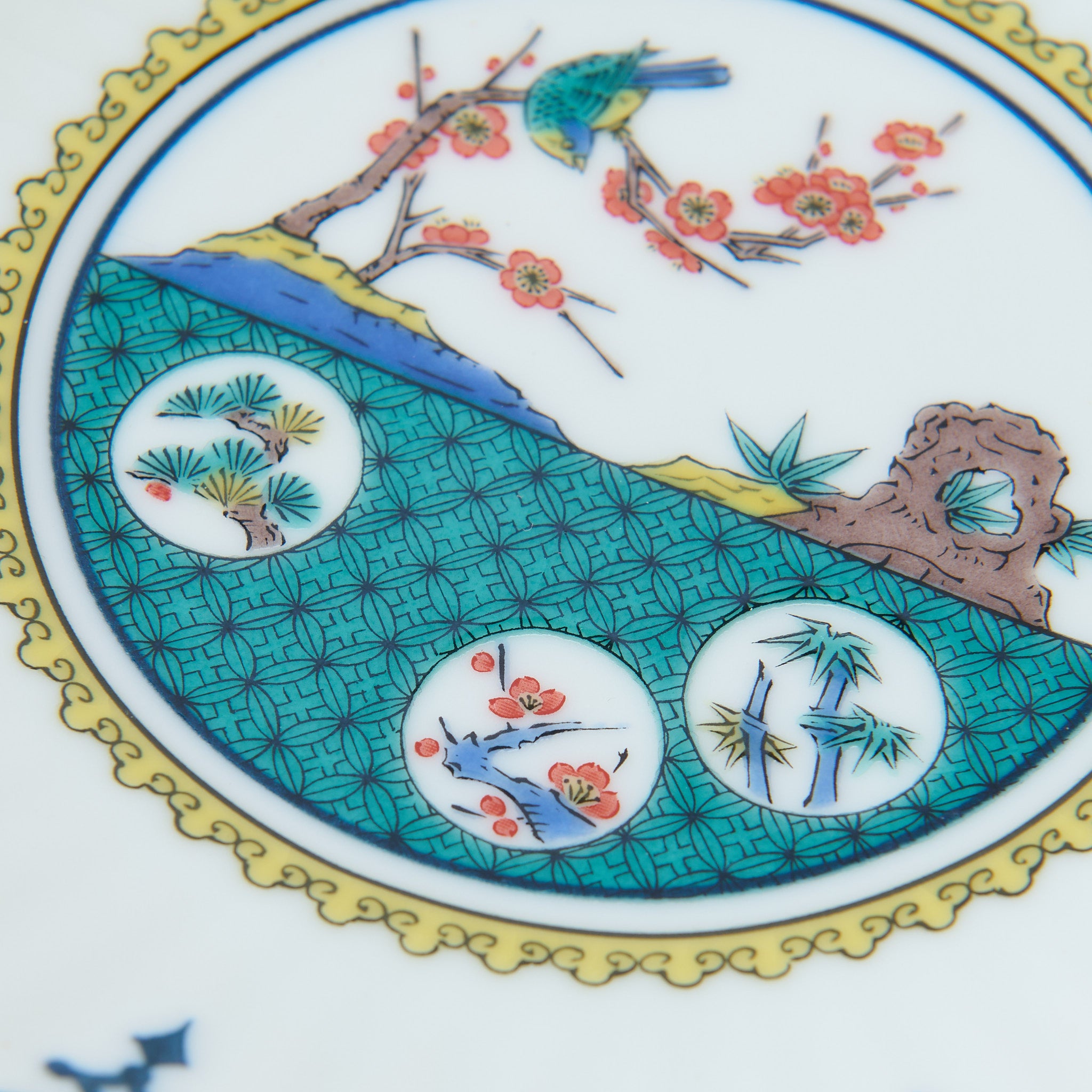 Ko-Kutani Flower and Bird Side Plate Set - JAPAN KUTANI SHOP