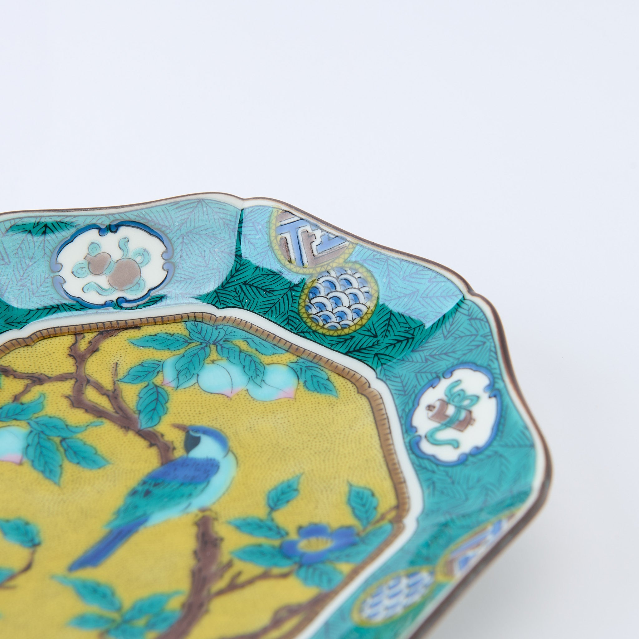 Yoshidaya Peach Blossom and Bird Side Plate Set　 - JAPAN KUTANI SHOP