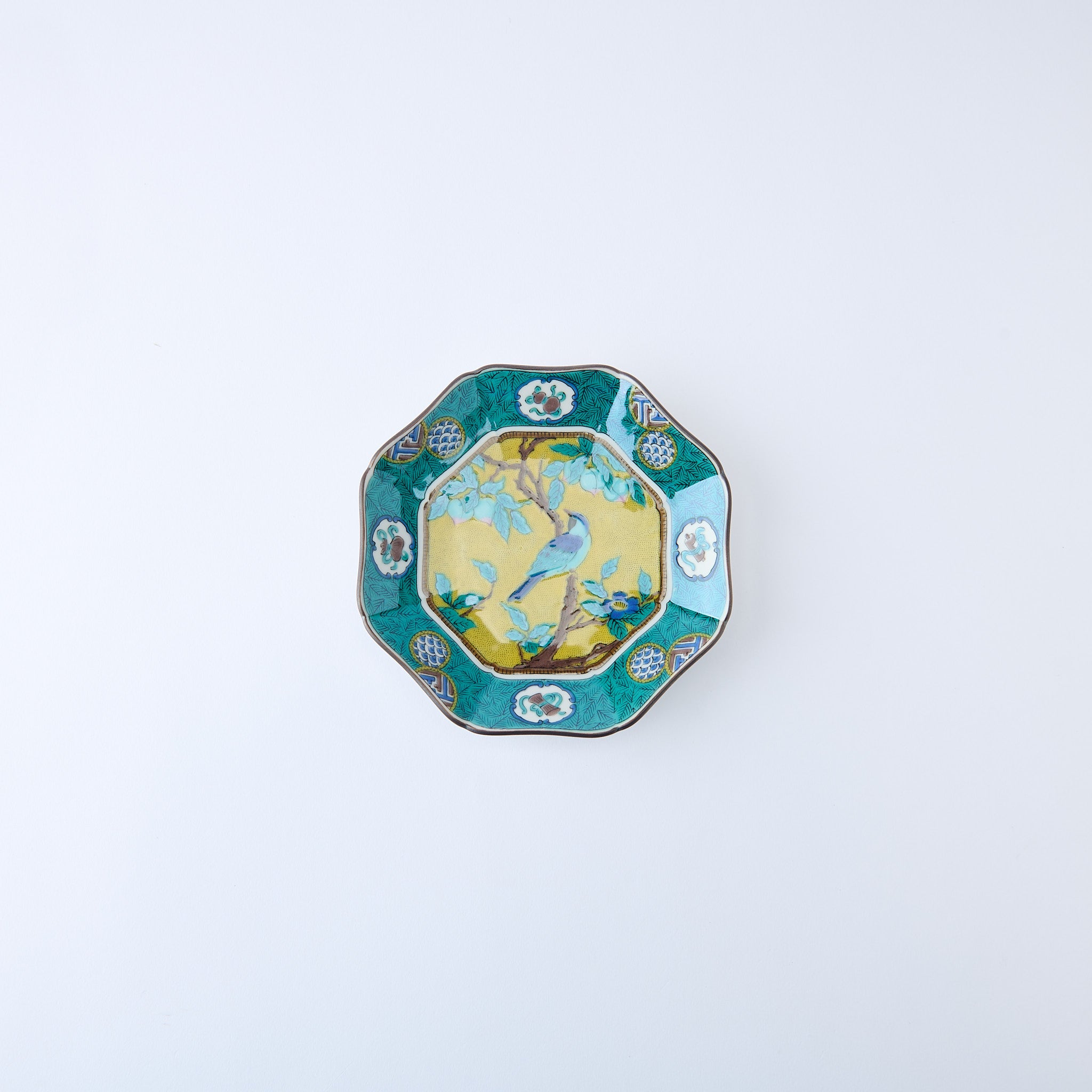 Yoshidaya Peach Blossom and Bird Side Plate Set　 - JAPAN KUTANI SHOP