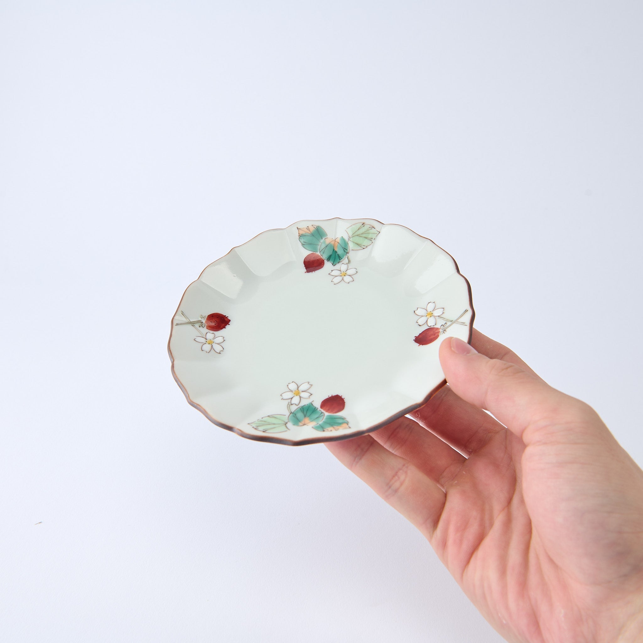 Strawberry Blossoms Side Plate Set - JAPAN KUTANI SHOP