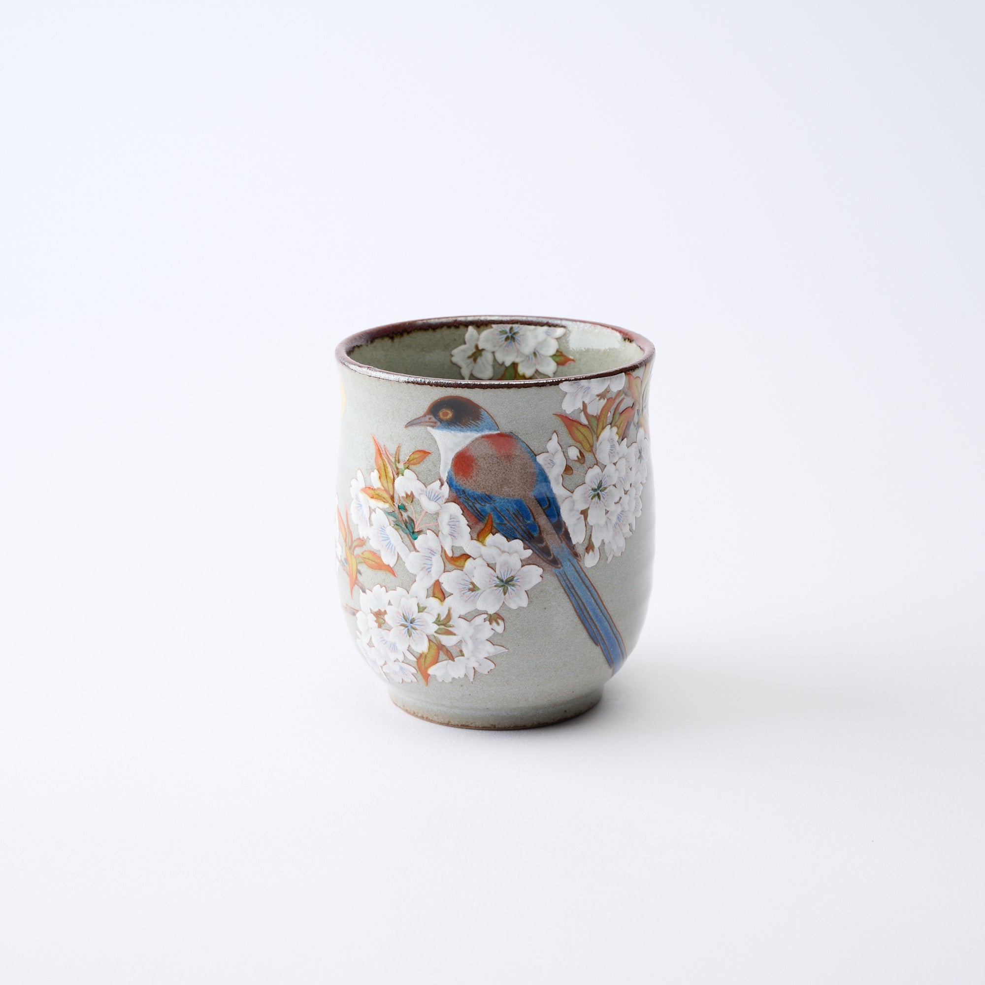 組湯呑 金箔山桜に鳥 - JAPAN KUTANI SHOP