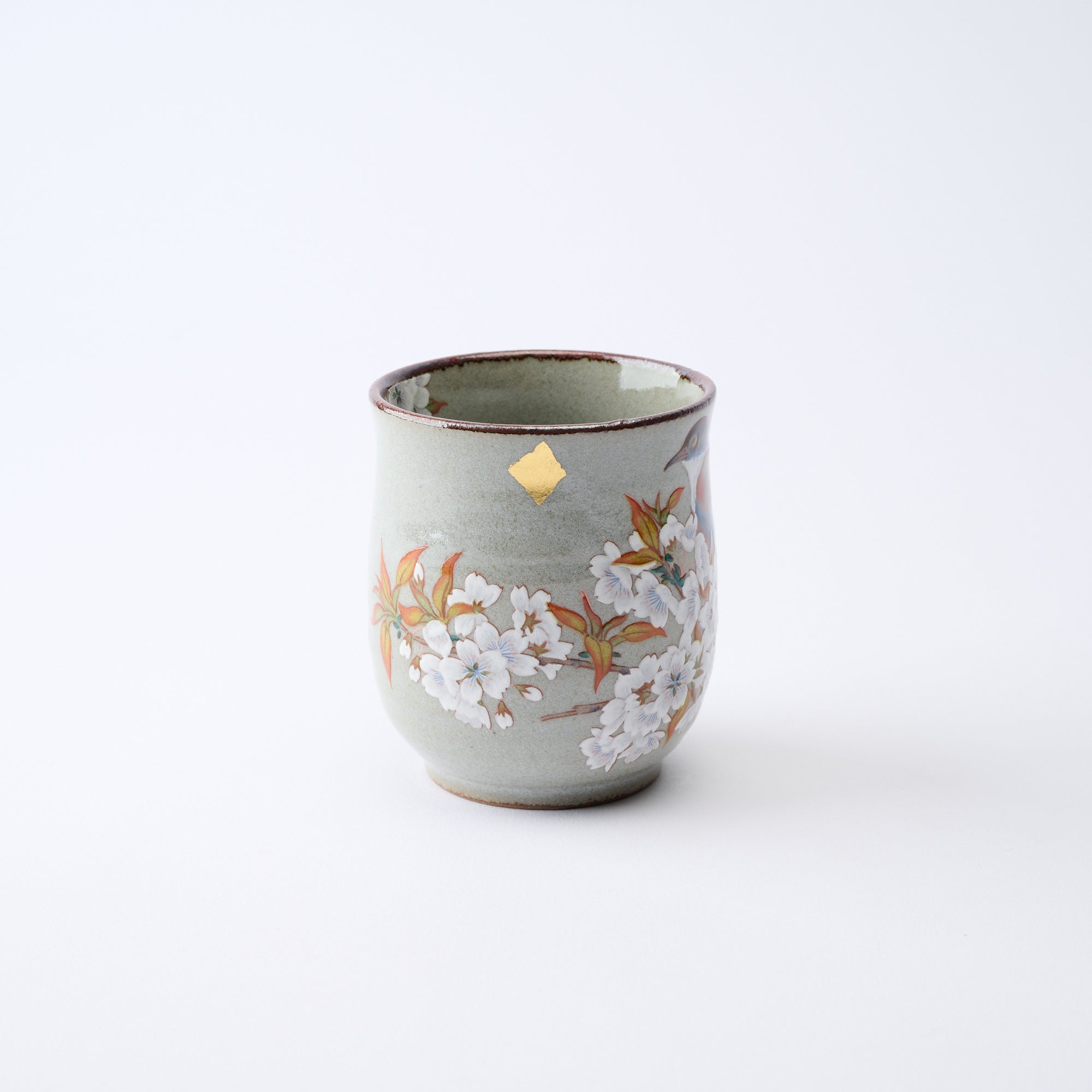 組湯呑 金箔山桜に鳥 - JAPAN KUTANI SHOP