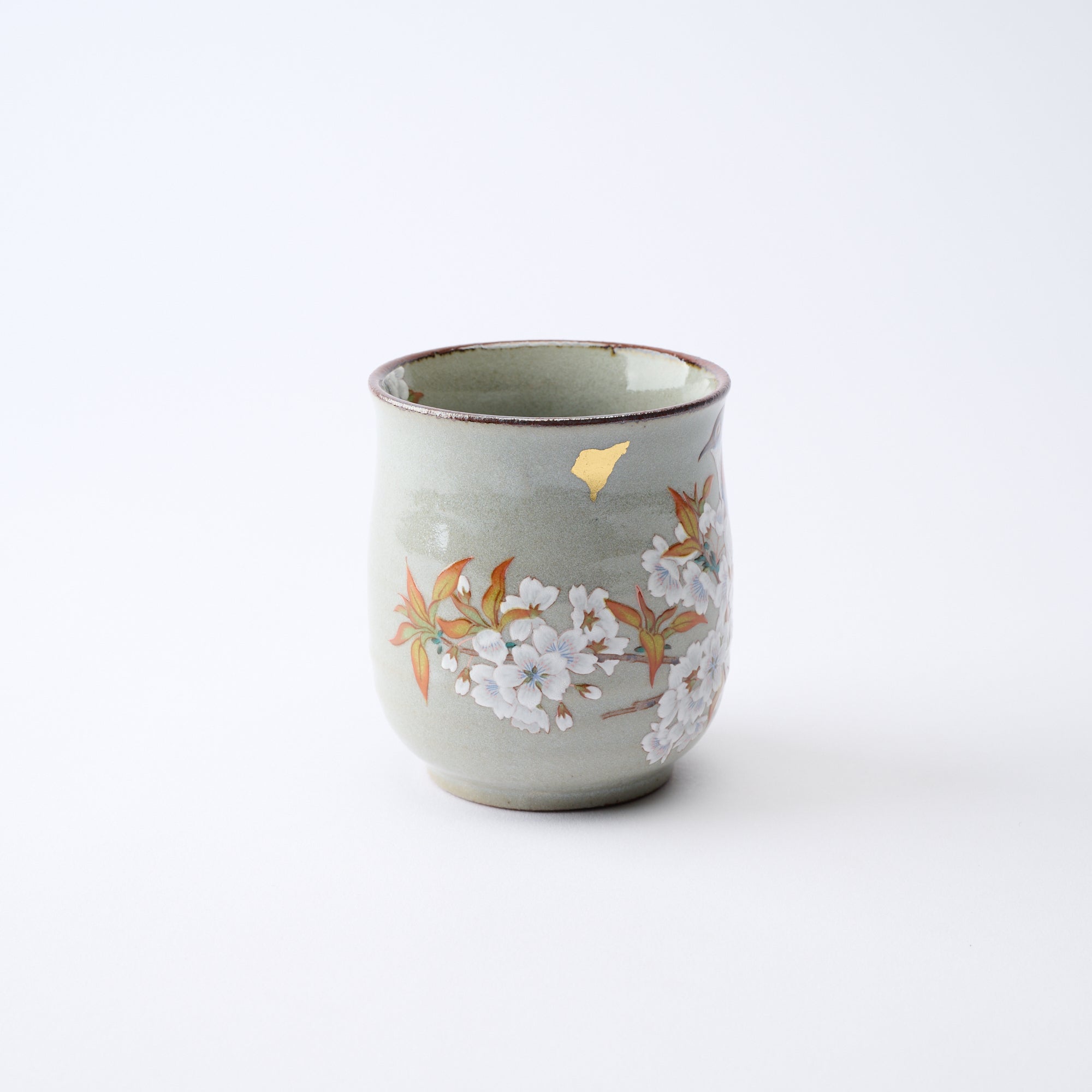 組湯呑 金箔山桜に鳥 - JAPAN KUTANI SHOP