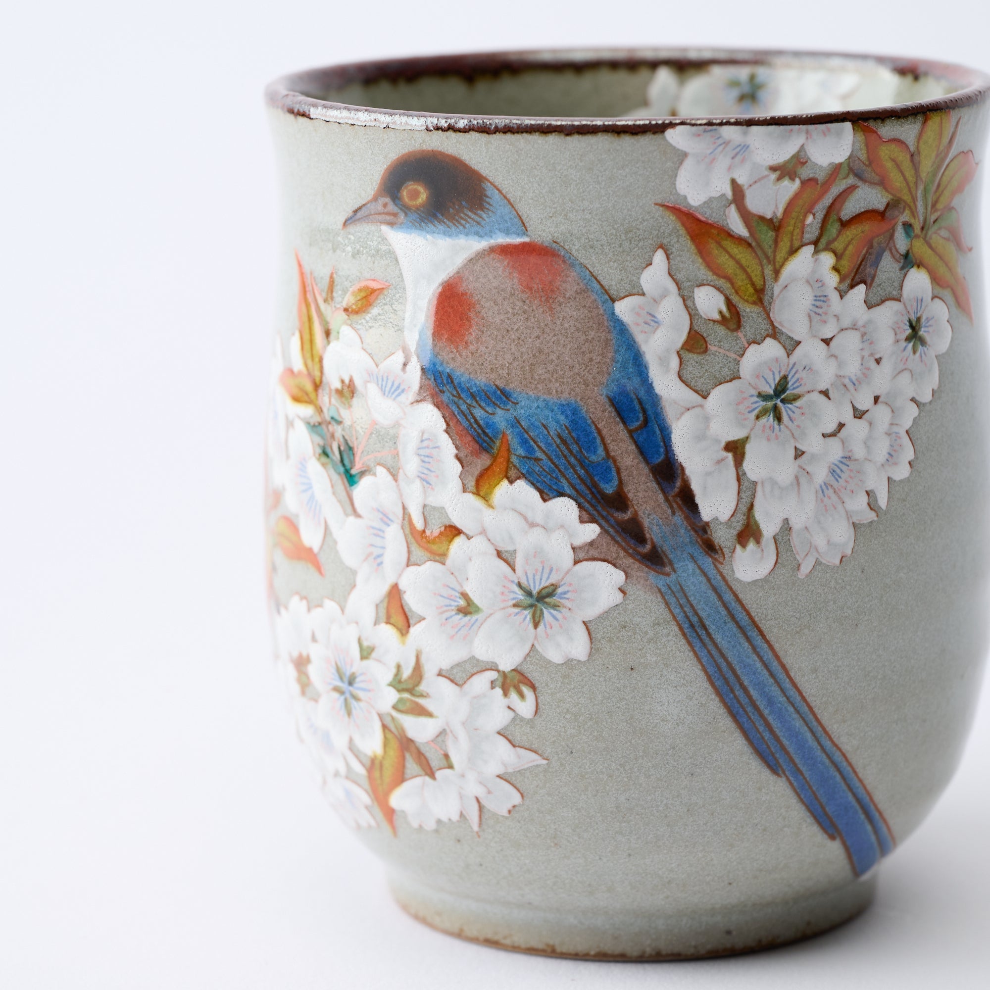 組湯呑 金箔山桜に鳥 - JAPAN KUTANI SHOP