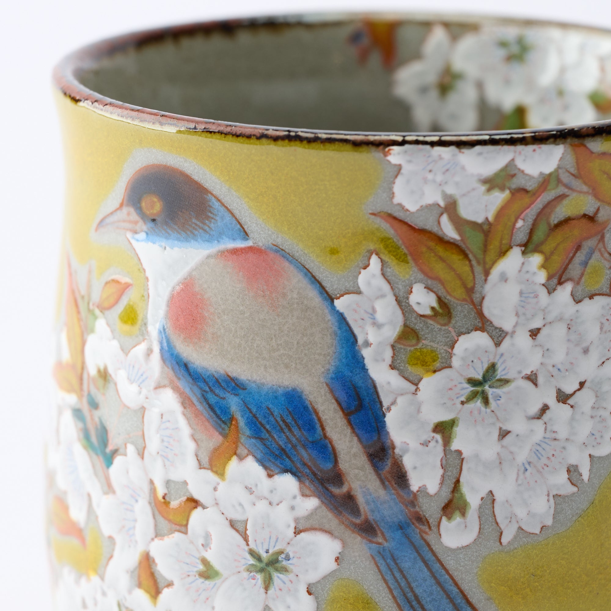 組湯呑 吉田屋山桜に鳥 - JAPAN KUTANI SHOP