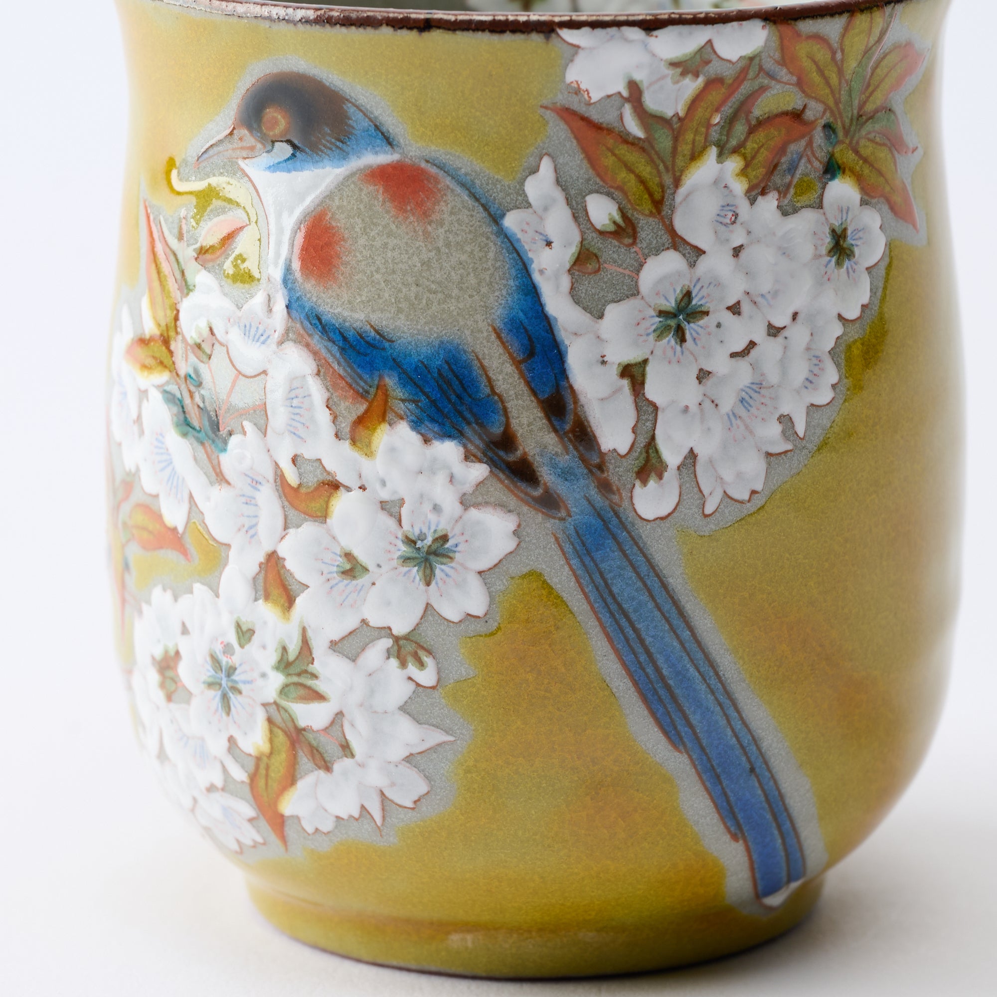 組湯呑 吉田屋山桜に鳥 - JAPAN KUTANI SHOP