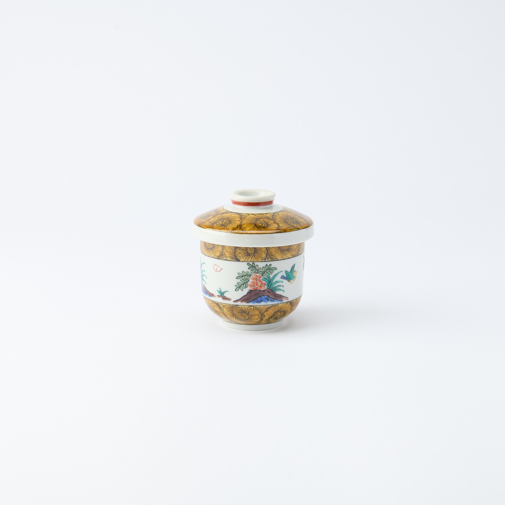 Ko-Kutani Flower and Bird Chawanmushi Bowl - JAPAN KUTANI SHOP
