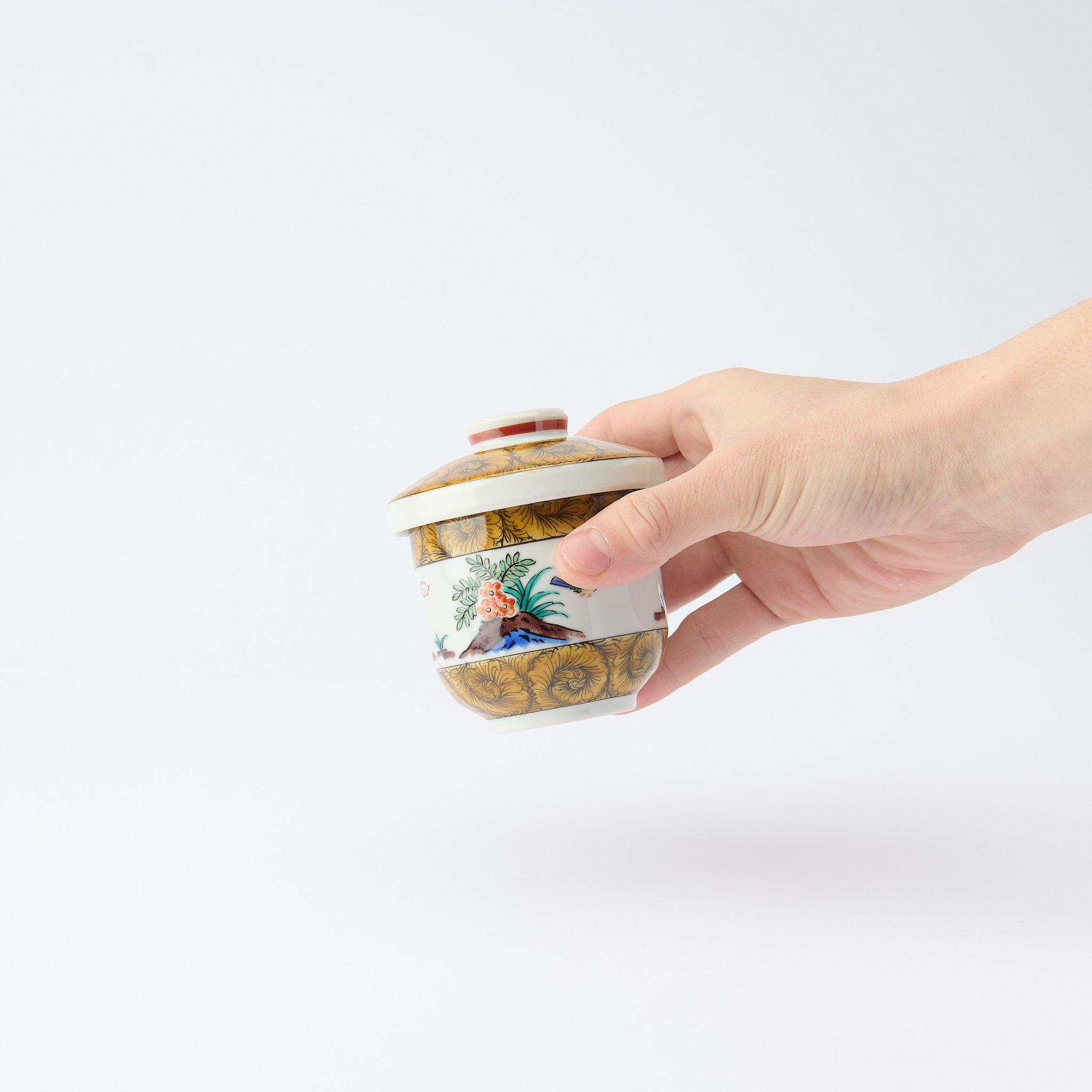 Ko-Kutani Flower and Bird Chawanmushi Bowl - JAPAN KUTANI SHOP