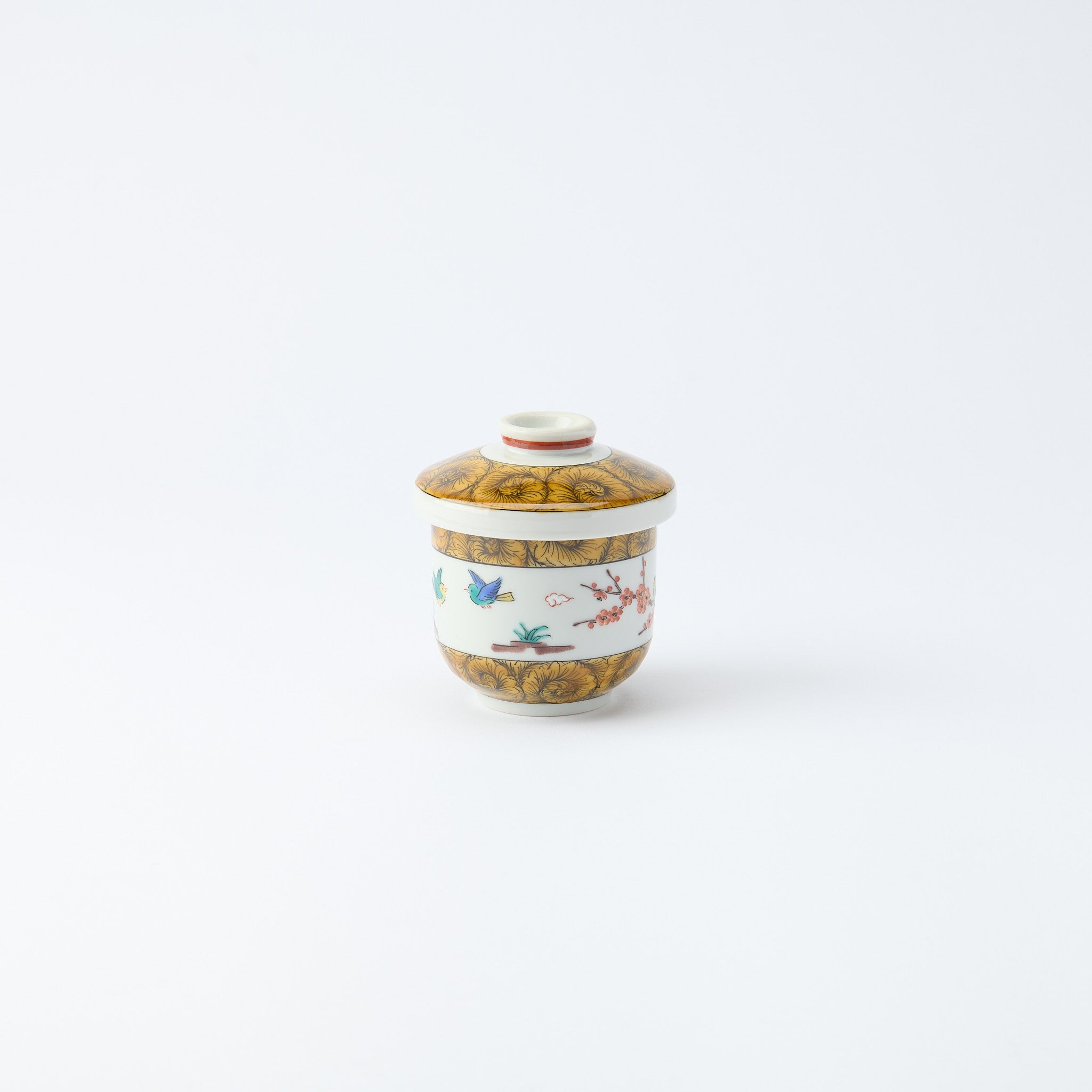 Ko-Kutani Flower and Bird Chawanmushi Bowl - JAPAN KUTANI SHOP