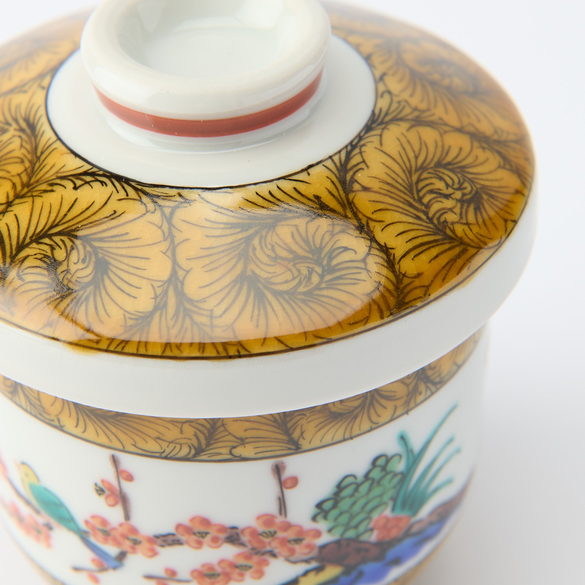 Ko-Kutani Flower and Bird Chawanmushi Bowl - JAPAN KUTANI SHOP