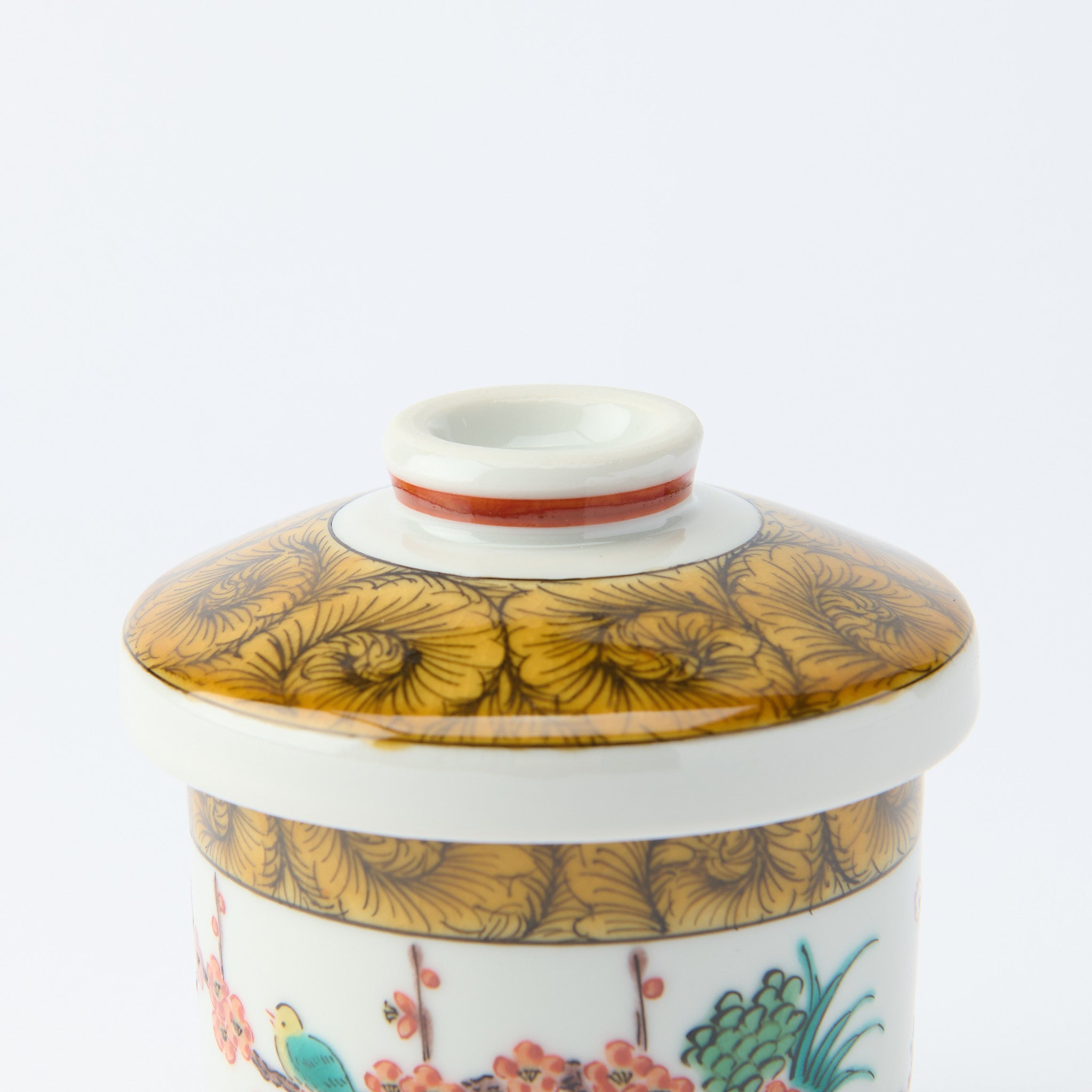 Ko-Kutani Flower and Bird Chawanmushi Bowl - JAPAN KUTANI SHOP