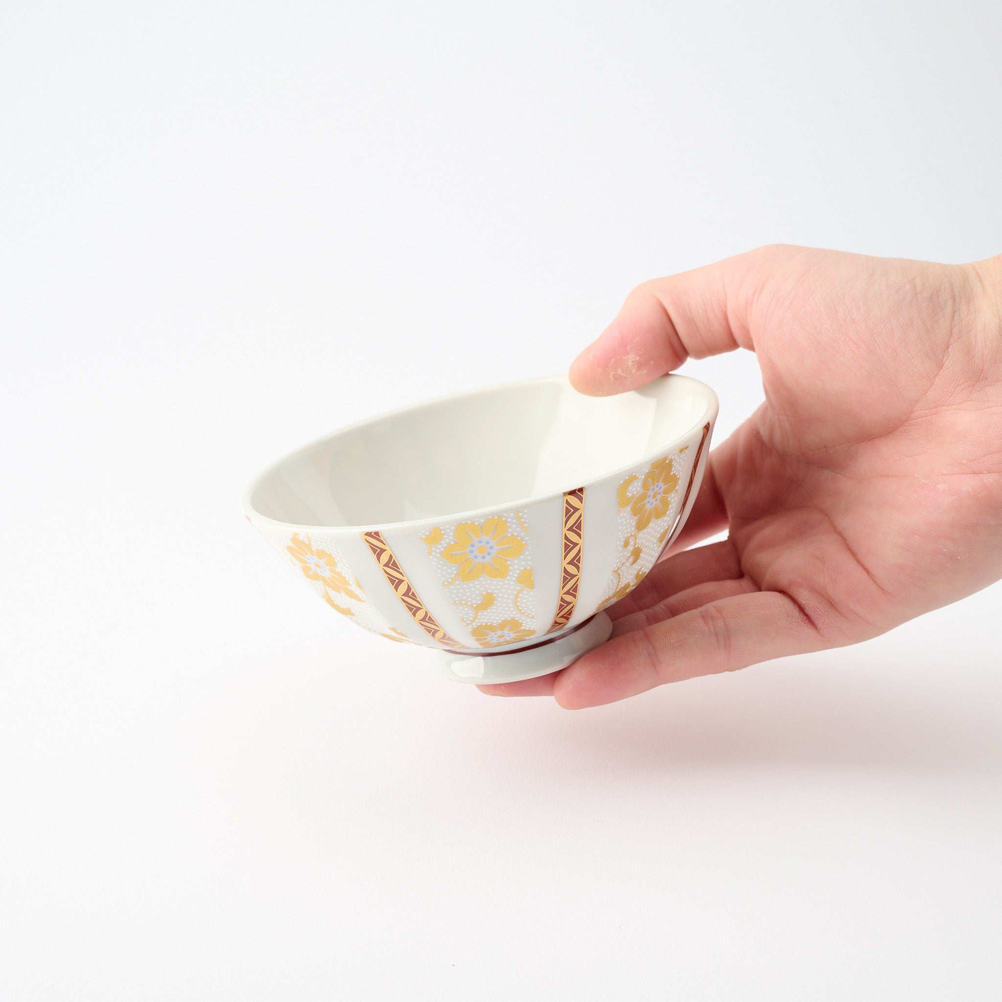 Gold Clematis Chibu Rice Bowl Pair - JAPAN KUTANI SHOP