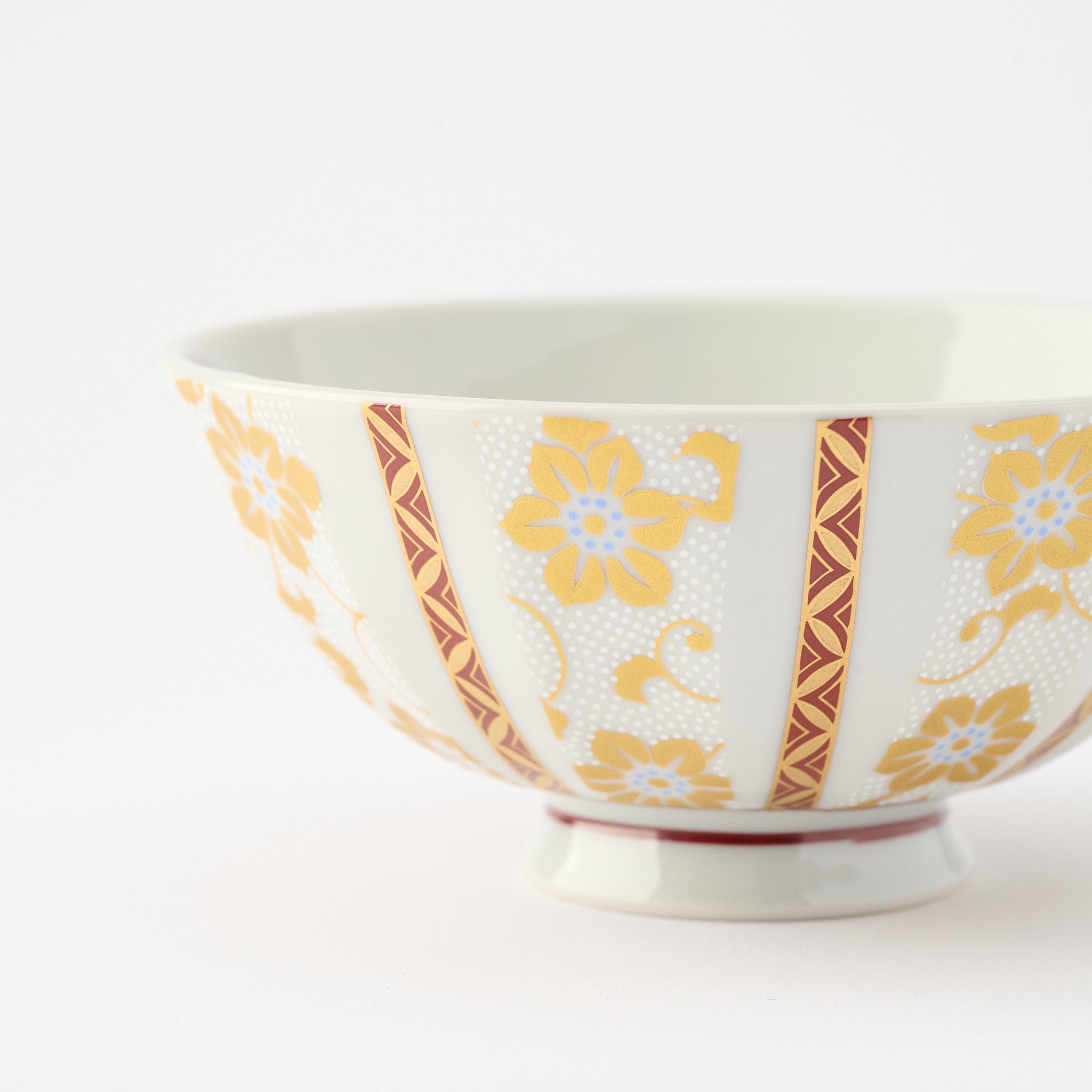 Gold Clematis Chibu Rice Bowl Pair - JAPAN KUTANI SHOP