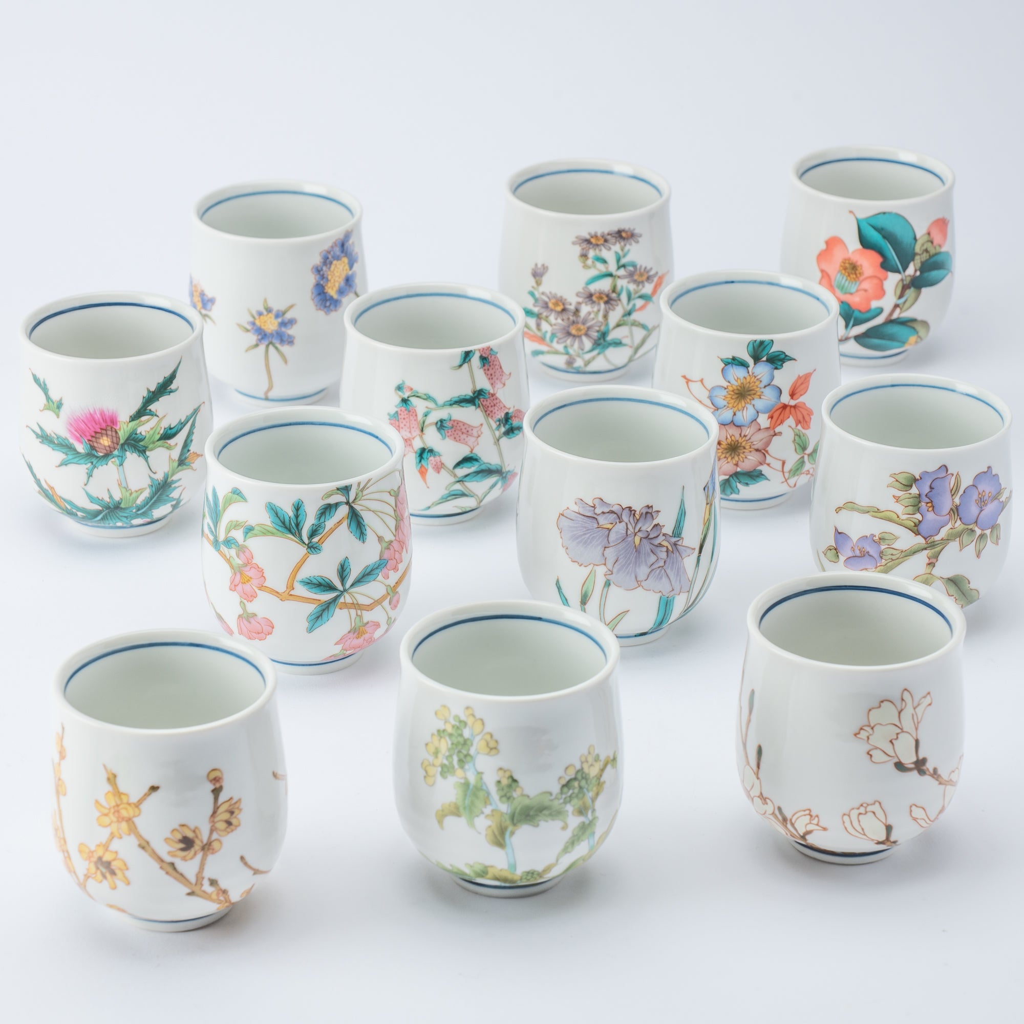 Flowers of the Twelve Months Yunomi Japanese Teacup - JAPAN KUTANI SHOP
