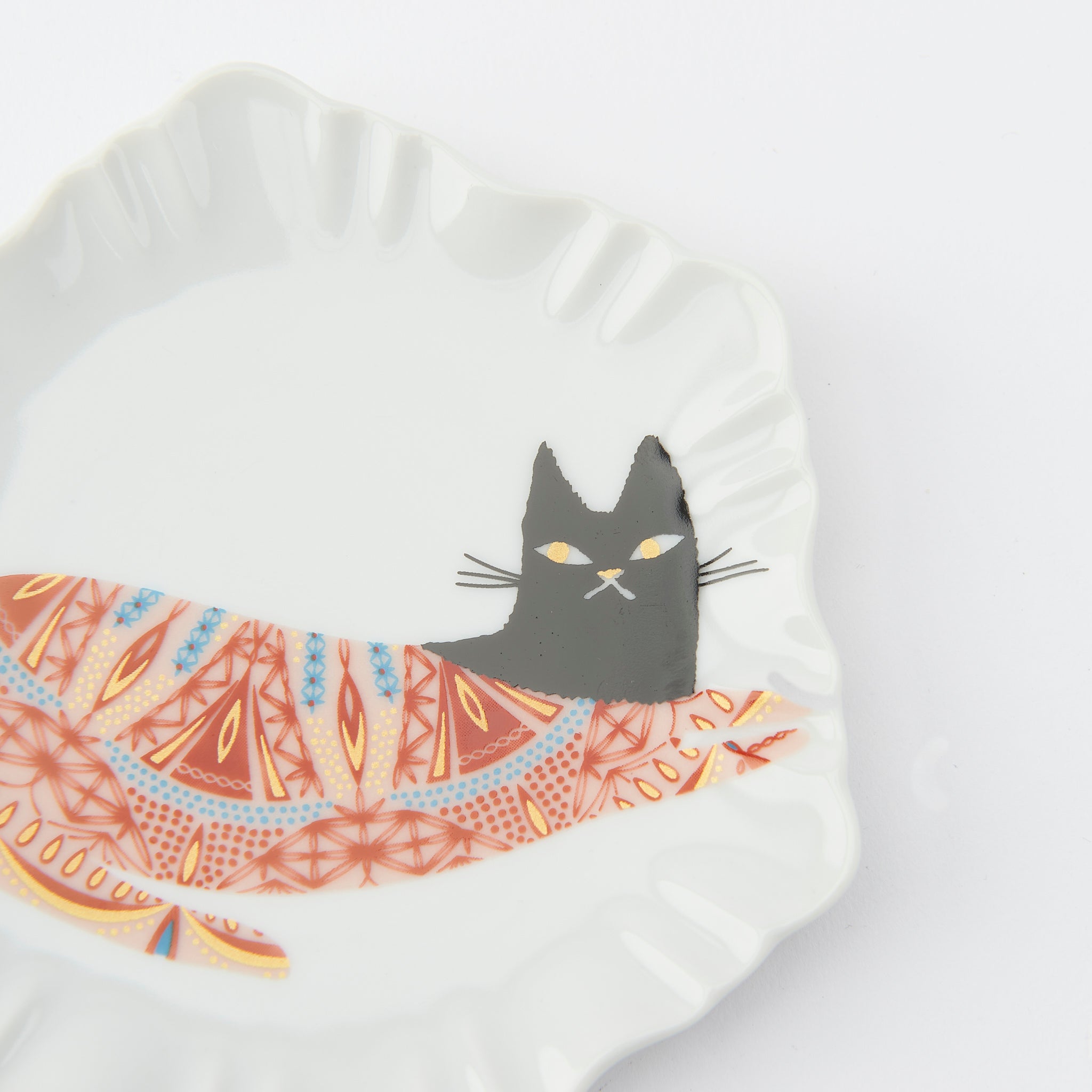Red Motif Hexagonal Sauce Plate