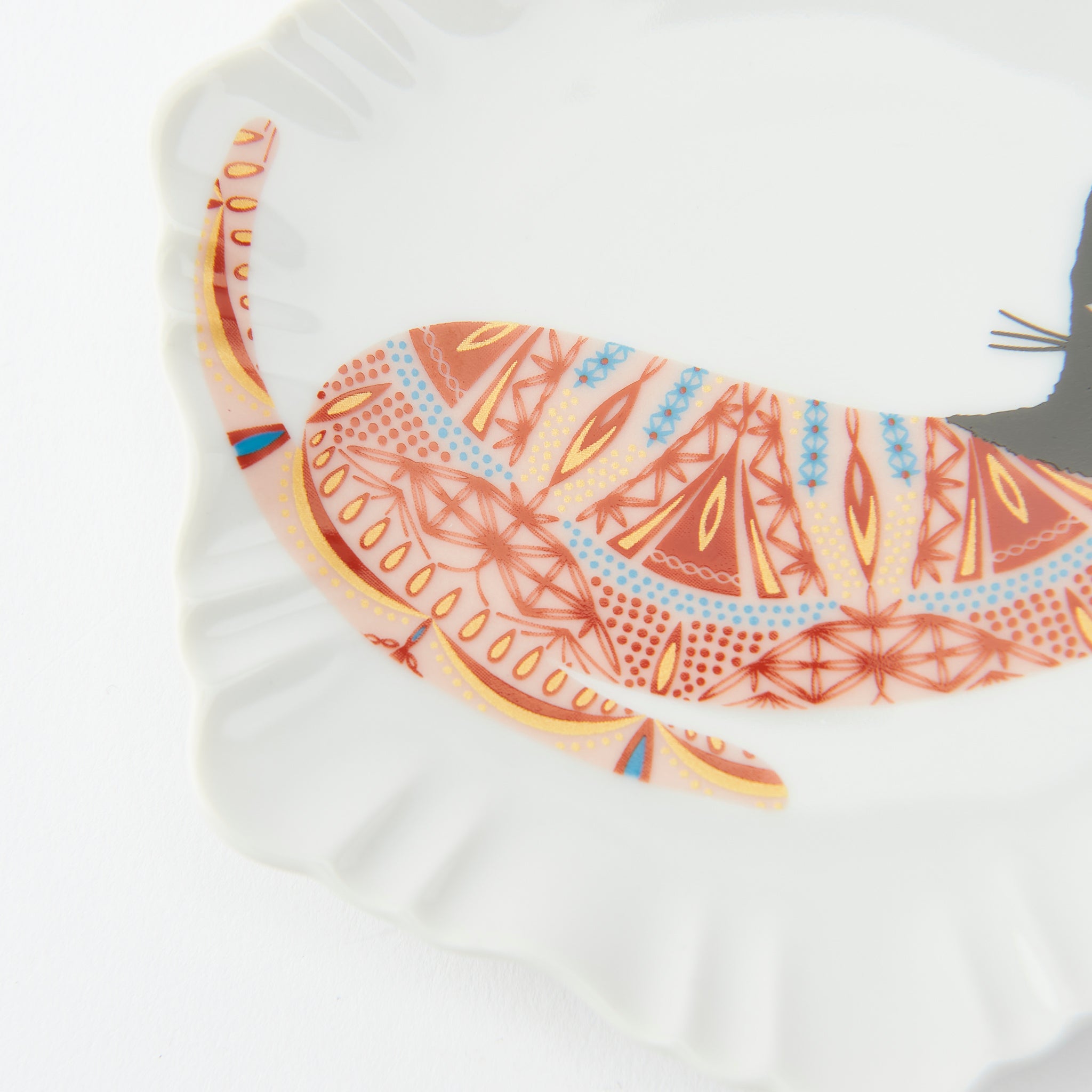 Red Motif Hexagonal Sauce Plate