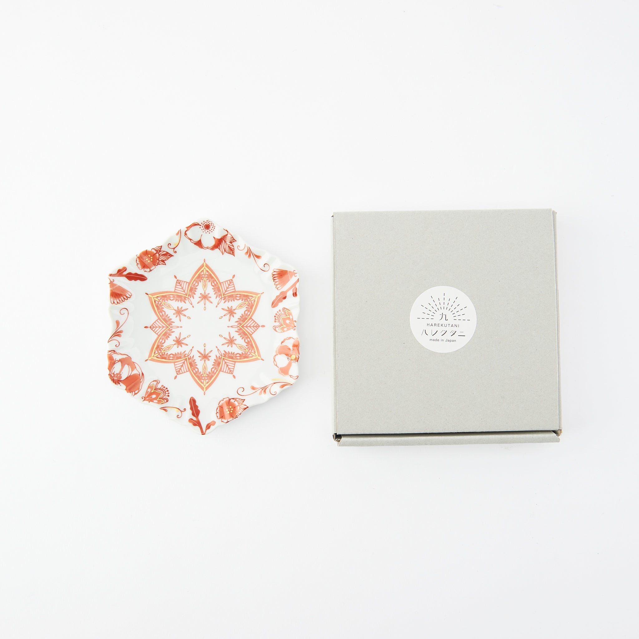 Red Motif Hexagonal Sauce Plate