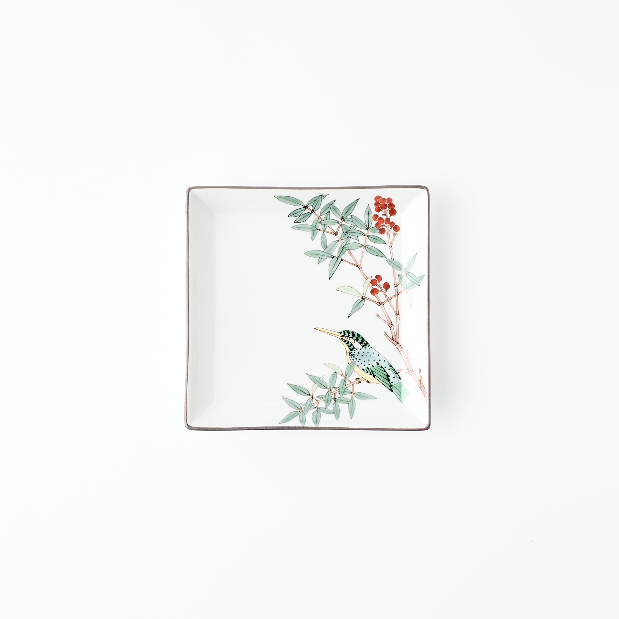 Bird and Botanicals Square Side Plate - JAPAN KUTANI SHOP