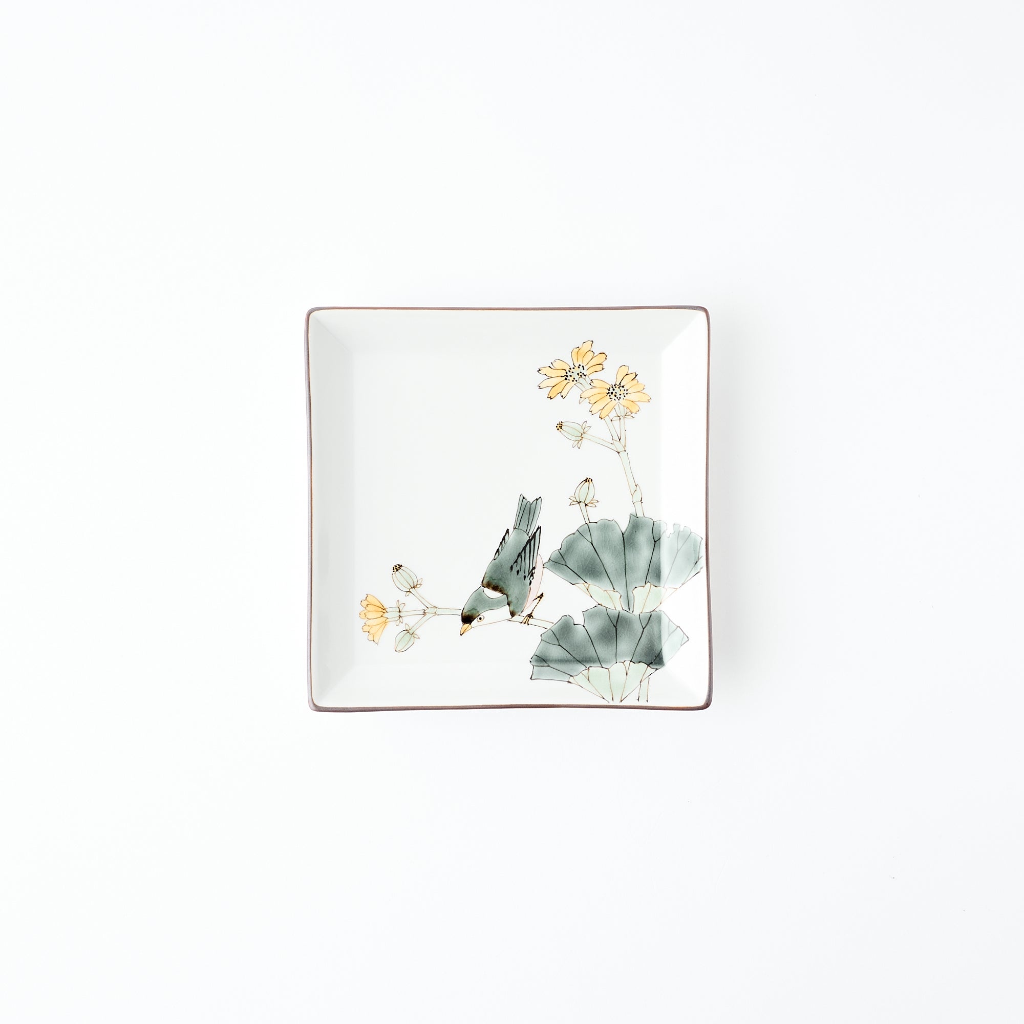 Bird and Botanicals Square Side Plate - JAPAN KUTANI SHOP