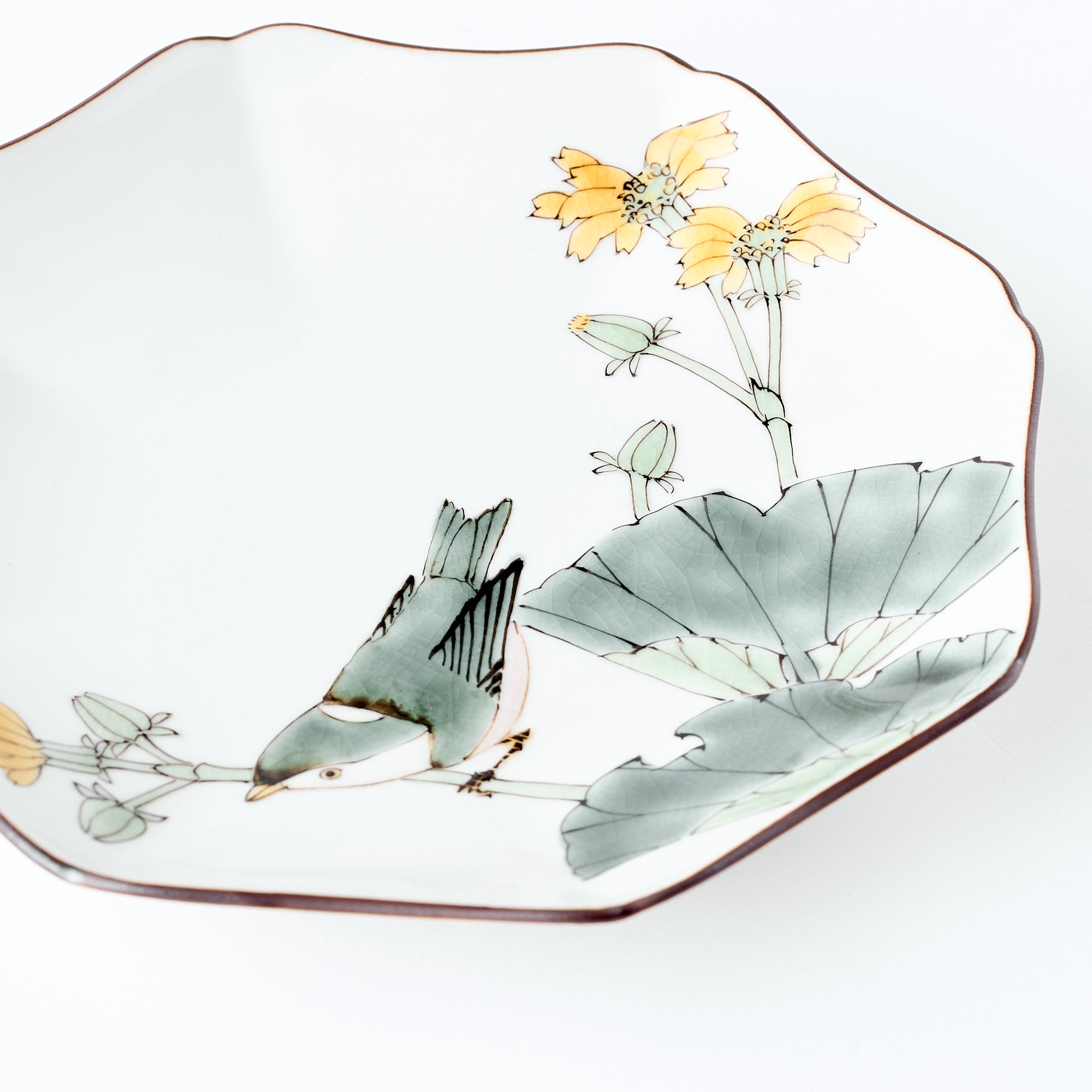 Bird and Botanicals Octagonal Side Plate - JAPAN KUTANI SHOP